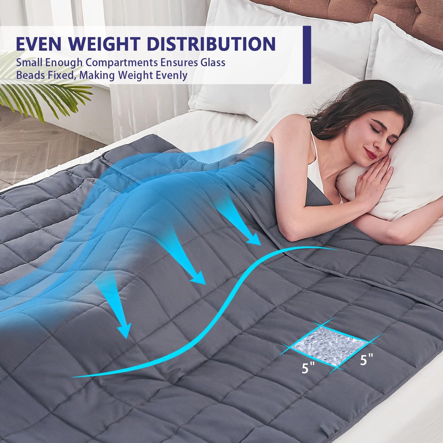 yescool Weighted Blanket for Adults (20lbs,60” x 80”, Grey) Cooling Heavy Blanket Perfect for 190-210 lbs, Queen Size Breathable Blanket with Premium Glass Bead,Machine Washable