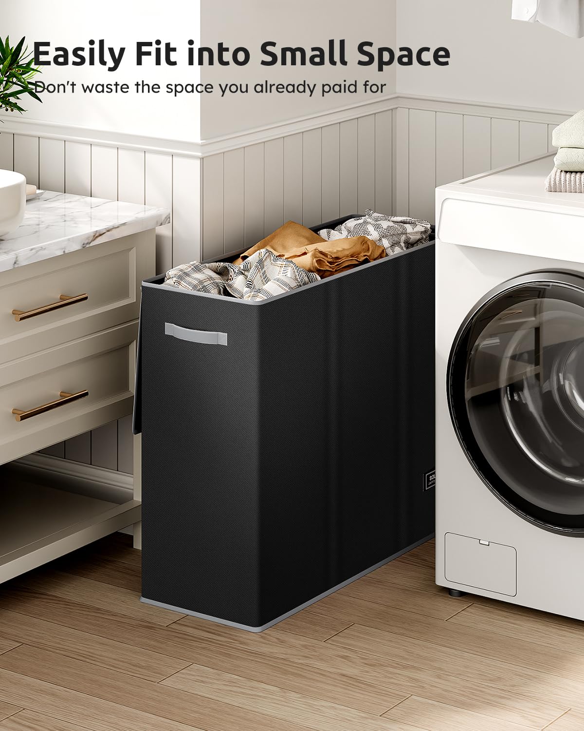 SOLEDI 180L Laundry Hamper 3 Section, Extra Large Laundry Hamper with Lid, Dirty Clothes Hamper with Sturdy Handle, Large Laundry Basket Organizer for Laundry Room, Bedroom, Hampers for Laundry-Black