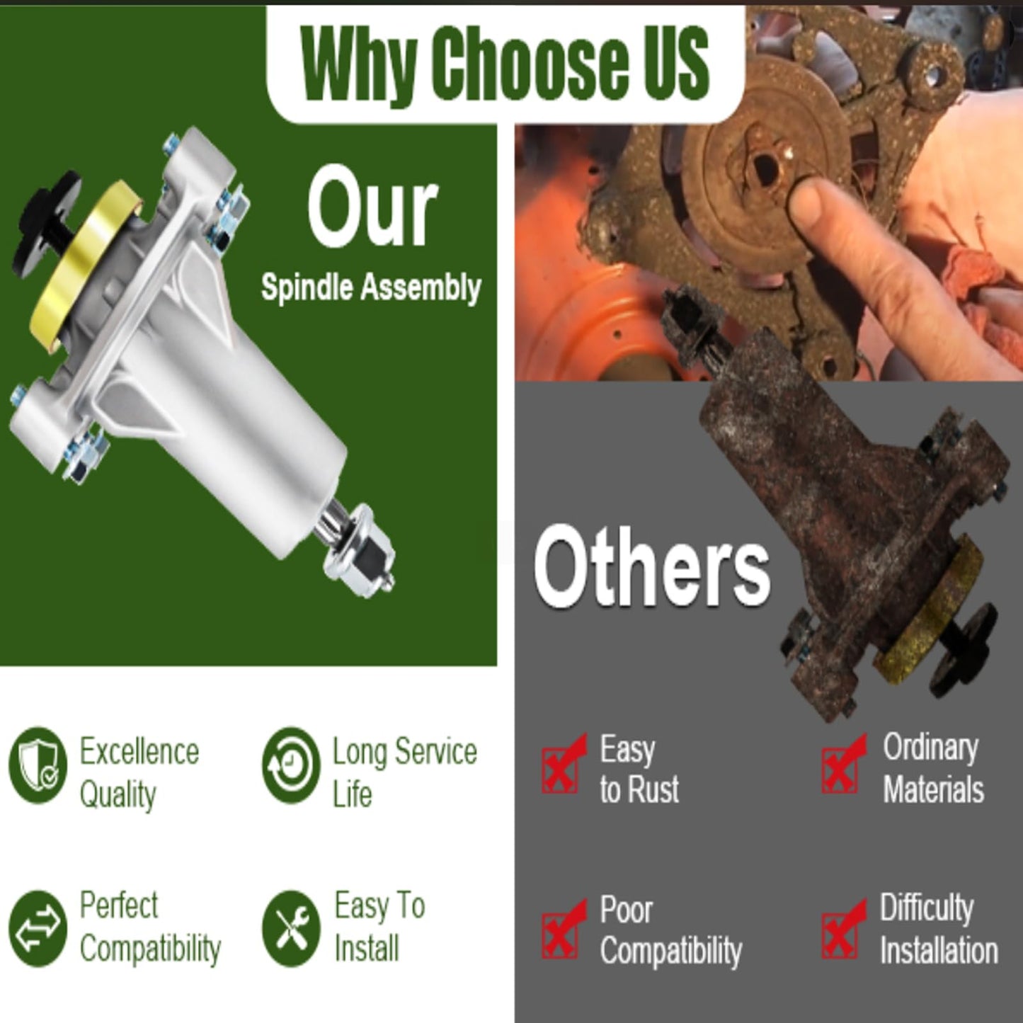 532187281 187292 532187292 587819701 Spindle Assembly Compatible with Husqvarna/Craftsman/AYP/Poulan 54 Inch Decks,Compatible with Ariens 21546238 21546299