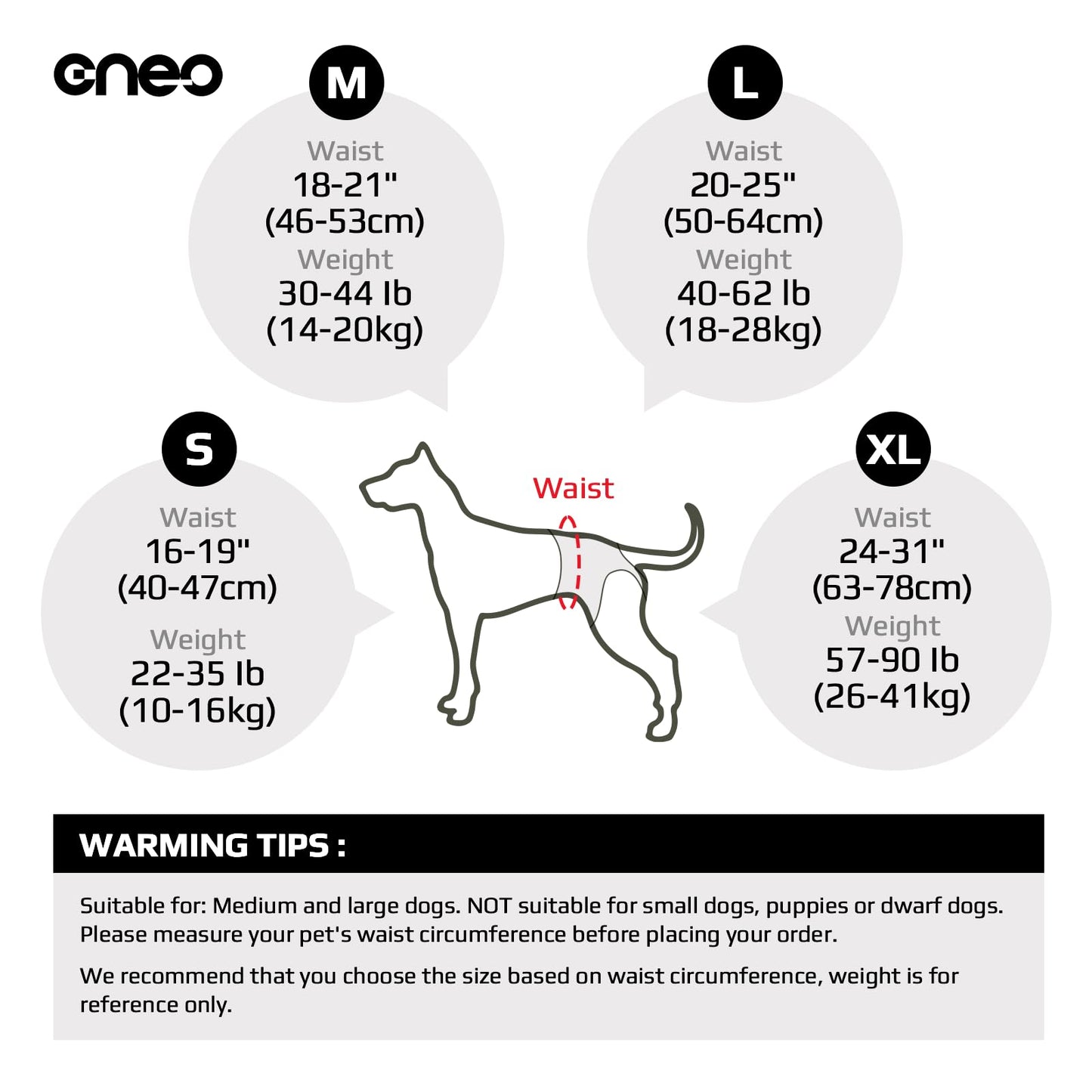 Cneo Dog Life Harness, Dog Sling for Small Medium Large Dogs, Dog Rear Support Harness for Back Legs, Adjustable Soft Padded Pet Harness for Olderly, Injured, Arthritic, Disabled Dogs (L)