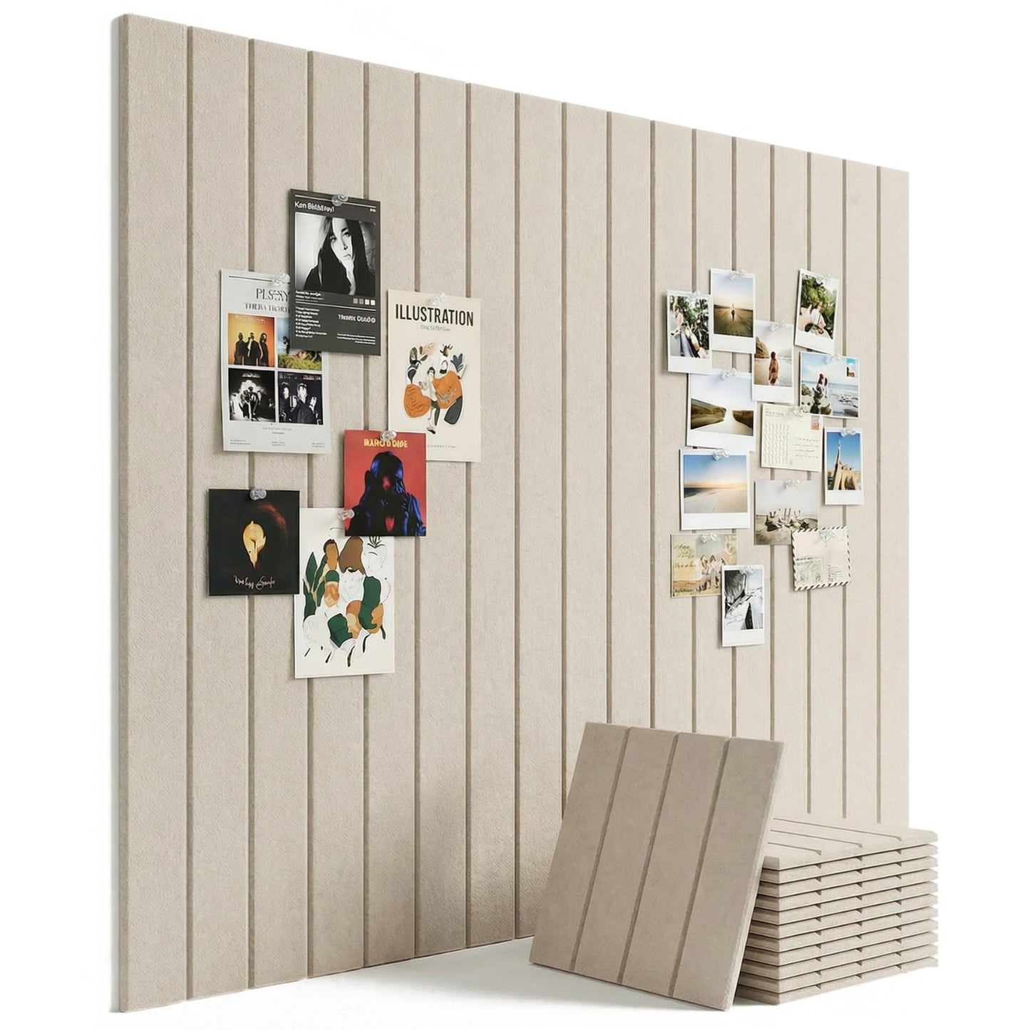 Aothia 12 Pack Felt Bulletin Board Tiles, 48x36 Modular Pin Board for Walls, 0.2" Thick Cork Board Alternative for Office & Classroom, 70 Adhesive Tabs & 40 Pushpins Included (Oatmeal)