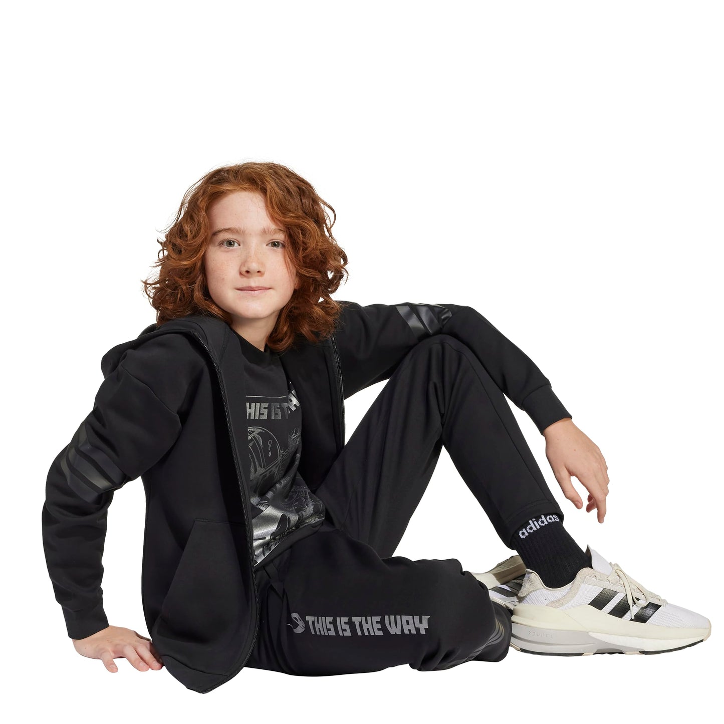 adidas Unisex-Kids x Star Wars Mandalorian Sportswear Track Top,Black/Iron Metallic,X-Small