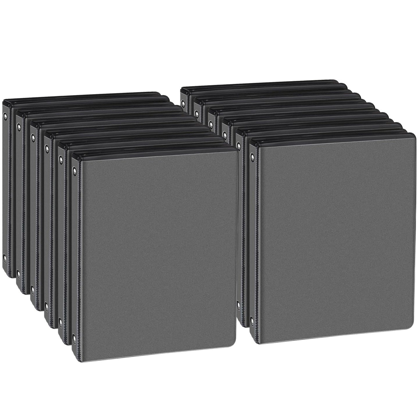CIXILDTS 0.5-inch 3 Ring Binder with 2 Interior Pockets, 1/2" Basic Binders Holds US Letter Size Paper - Durable, Versatile Binders for Office and School Use, 12 Pack, Balck (12-Pack, Black, 1/2")