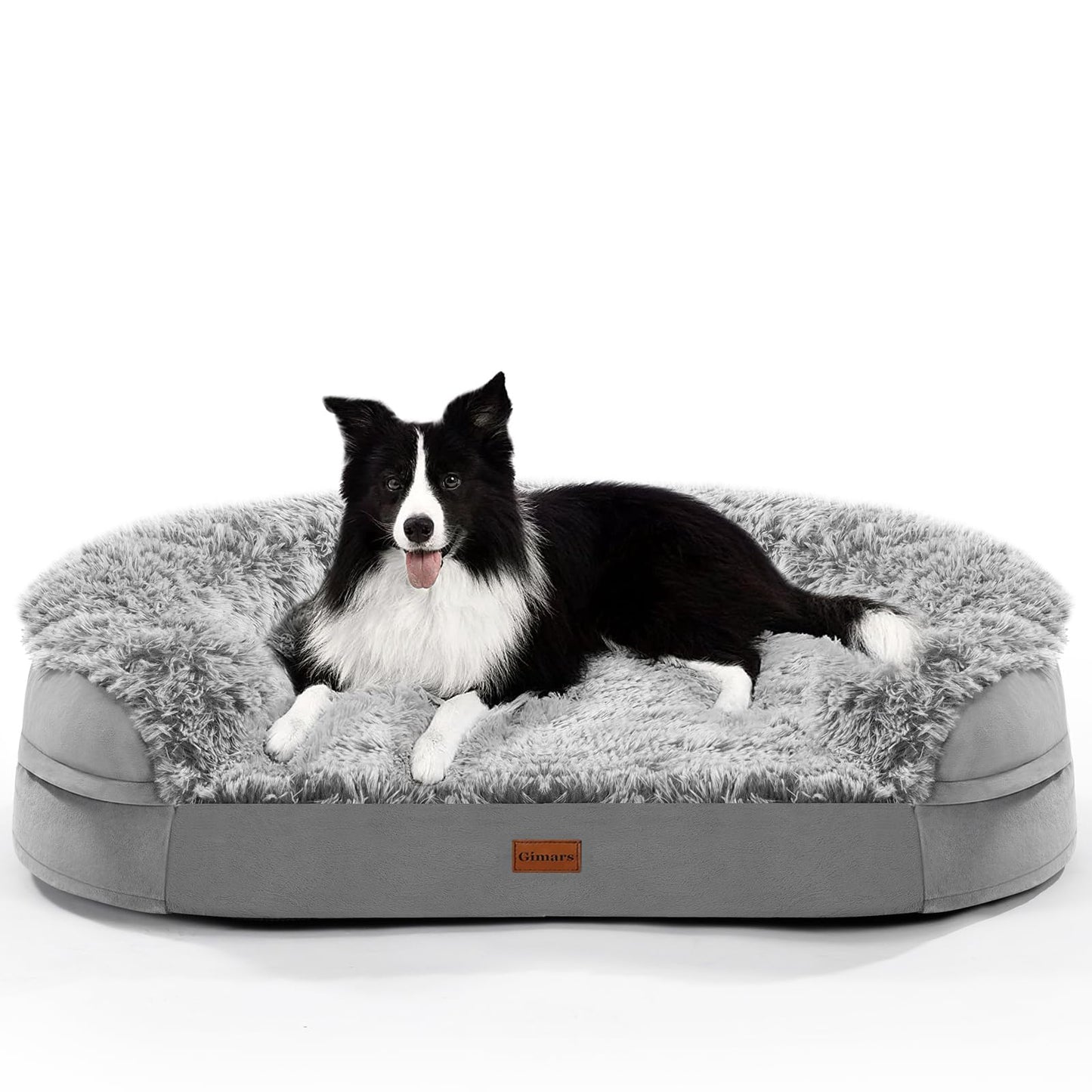 Gimars 3.7in Ultra Thick Orthopedic Dog Beds for Large Dogs,Soft Egg Foam Dog Sofa Bed, 28D Crate Foam Washable Cover, Waterproof Lining Supportive Half-Round for Aging Dogs 41.3x32.6x7.7in