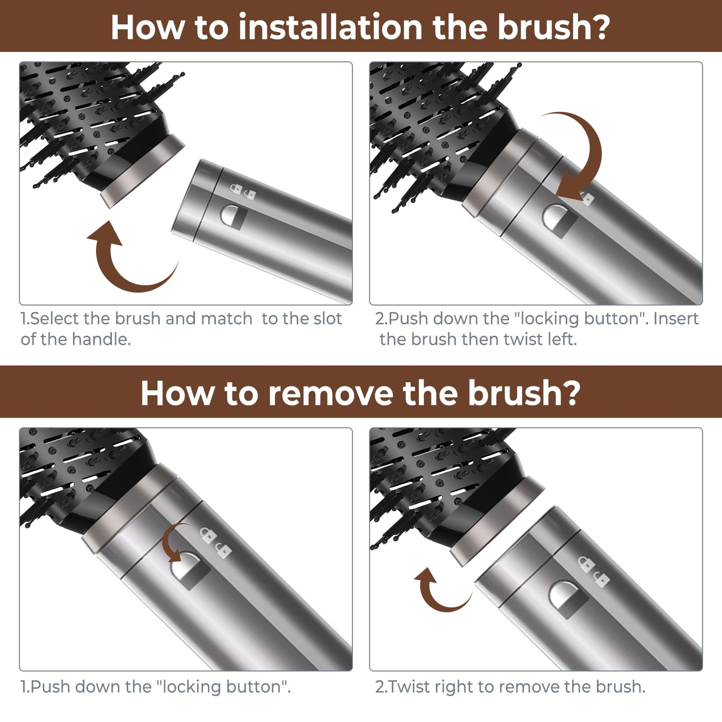 Blow Dryer Brush,Hair Dryer Brush with Attachments,110000 RPM Curly Twist 6 in 1 Air Style, Professional Ionic Hair Styling Tool, Left & Right Air Curler, Volumizer