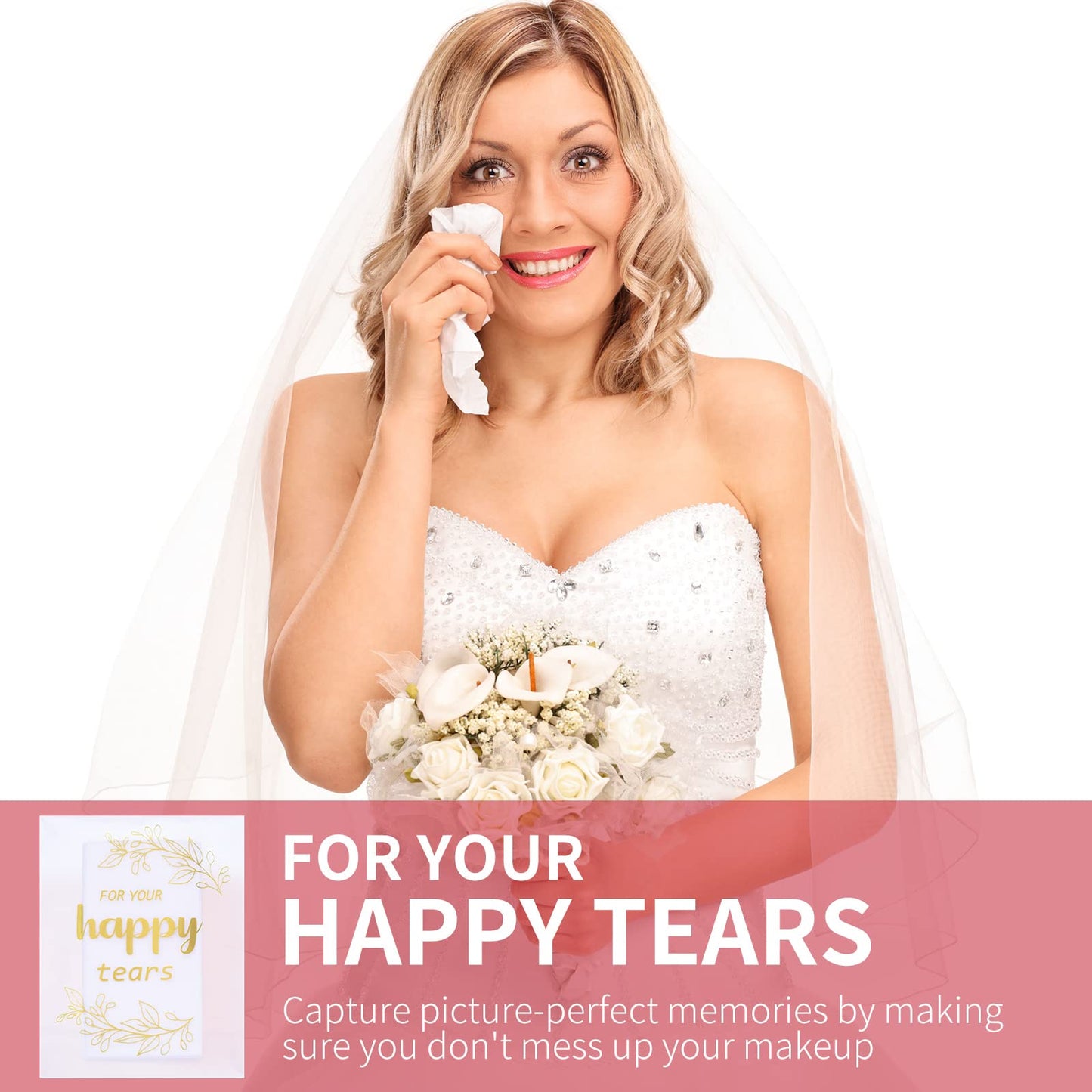 60 Pcs Wedding Tissues Packs for Guests Happy Tears Tissue Packs for Wedding 3 Ply Bulk Facial Pocket Travel Individual Favors for Party Guests Gifts