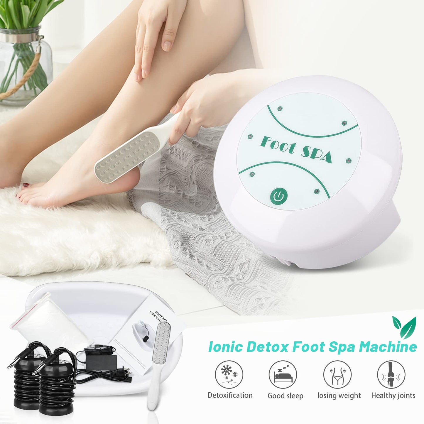 BOEE Ionic Foot Bath Machine With Foot File, Ion Cleanse Detox Bath for Home Use, Regain Vitality and Own Extra Smooth & Beauty Foot