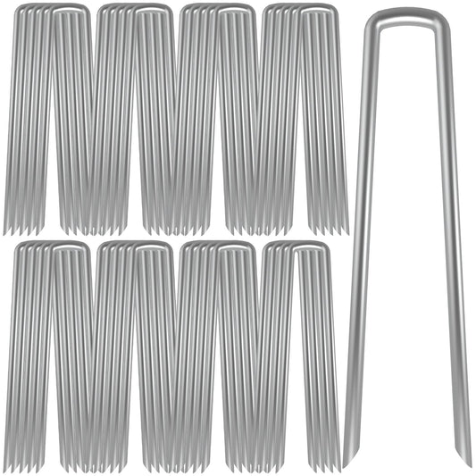 AAGUT Galvanized Garden Stakes 40 Pack 12 Inch Heavy Duty Fence Anchors 8 Gauge Metal Landscape Staples for Anchoring Tent, Weed Barrier Fabric, Ground Cover