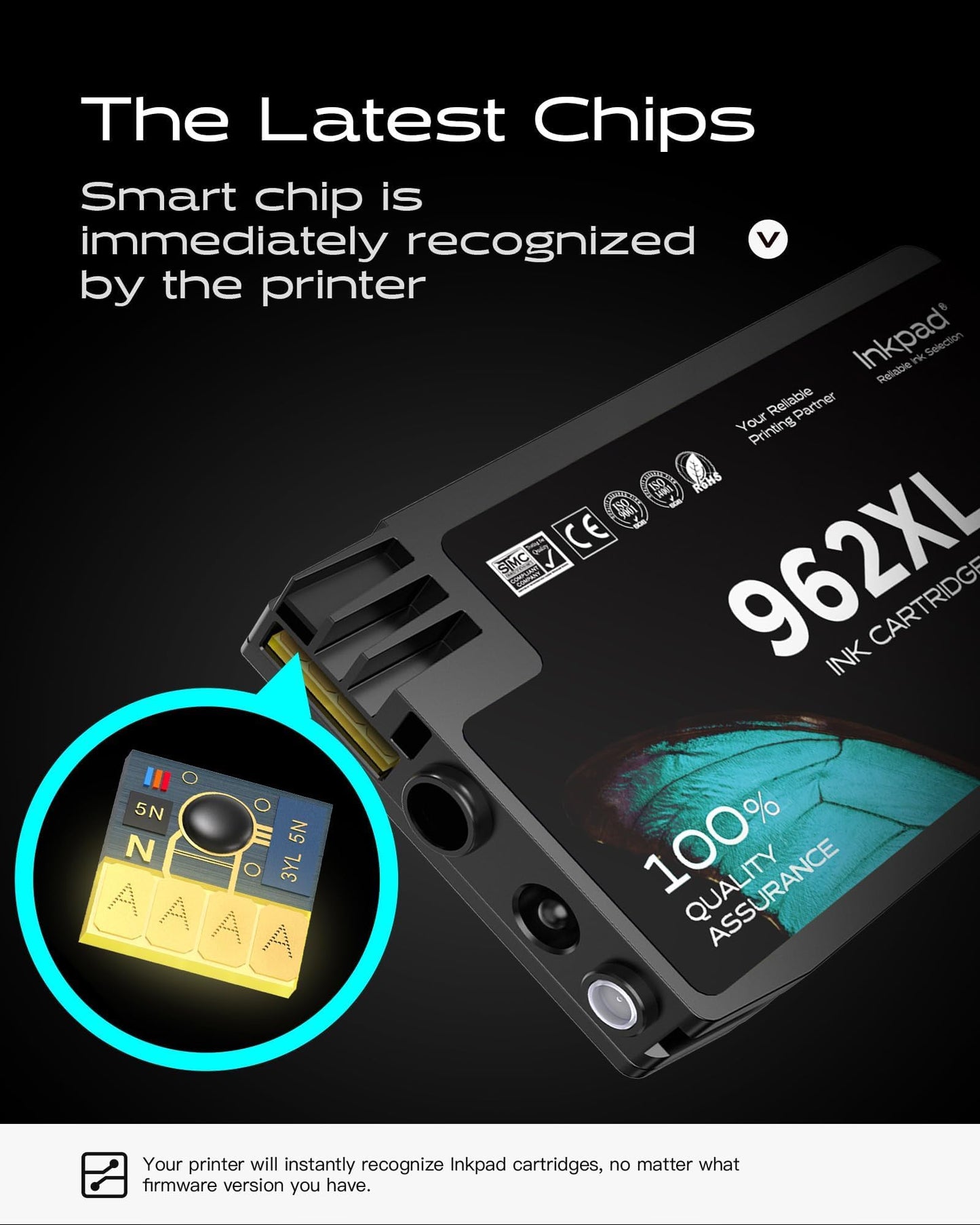 962xl 962 Ink Cartridges for HP OfficeJet Pro 9015 9018 9010 9020 Series Printer, 962 XL High Yield Ink Cartridge Combo Pack 4 Pack, No e Series Printer (Black, Cyan, Magenta, Yellow)