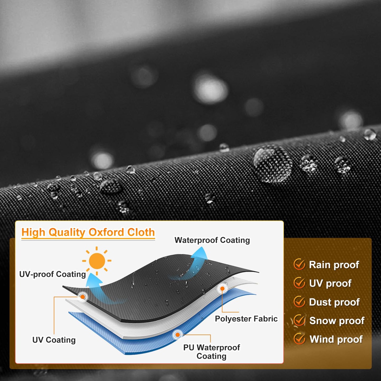 Tokept ATV Cover, Waterproof Heavy Duty 4 Wheeler Cover Quad Cover All Season Weather Proof Outdoor UV Protection for 82 Inch Polaris Kawasaki Yamaha Suzuki Honda (XLarge)