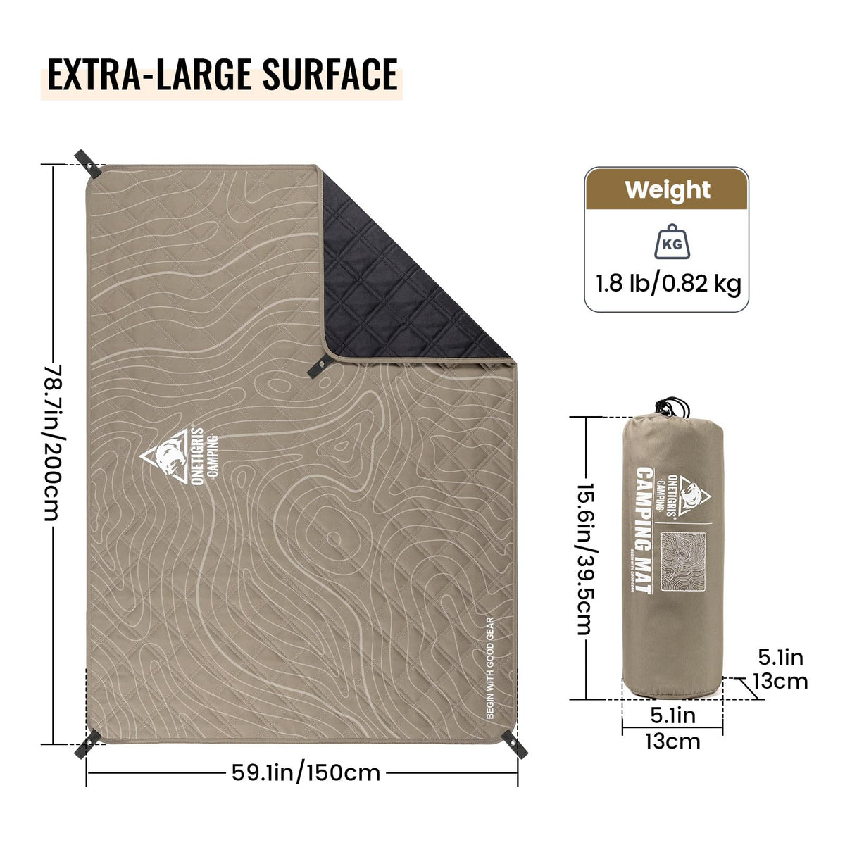 ONETIGRIS CAMPING Waterproof Picnic Blanket, Large Outdoor Camping Blanket, Sandproof Beach Mat, Portable Picnic Mat for Beach, Park & Camping