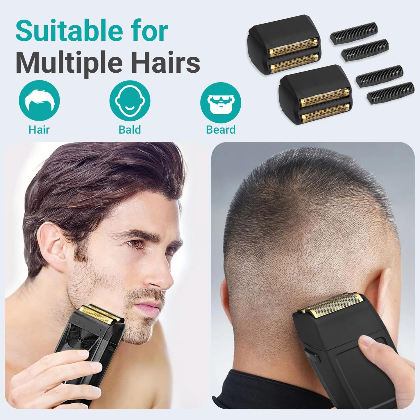 8173-700 Shaver Foil Head Compatible with Wahl 5 Star Series Vanish Shaver, Shaver Foil Head Replacement Cutter Bar, 2 Pack Super Close Shaving Heads, Black