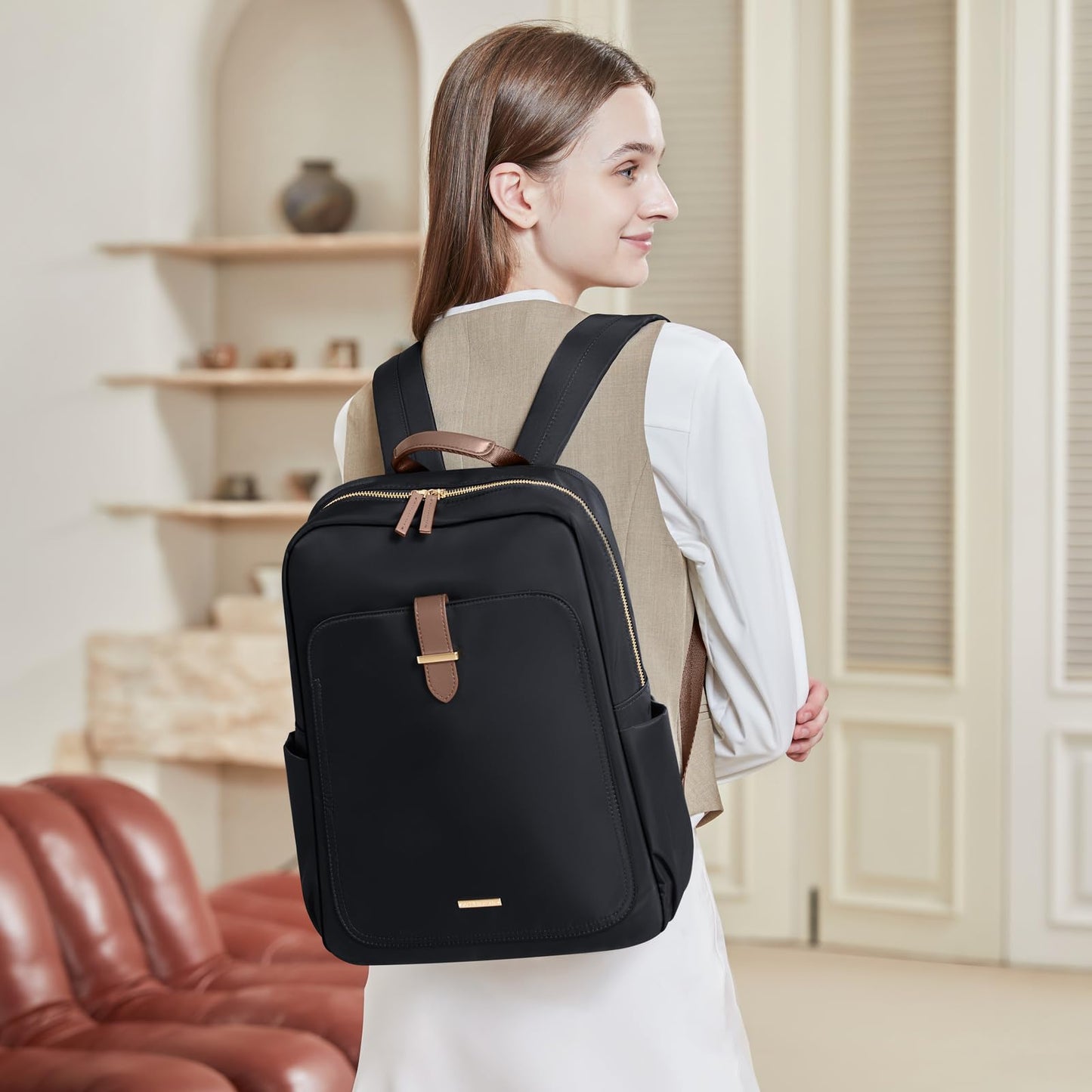 Laptop Backpack Purse for Women Fits 16 Inch Notebook Casual Daypack Work Travel College Bookbag Fashion Computer Bag (Black, 16 Inch)