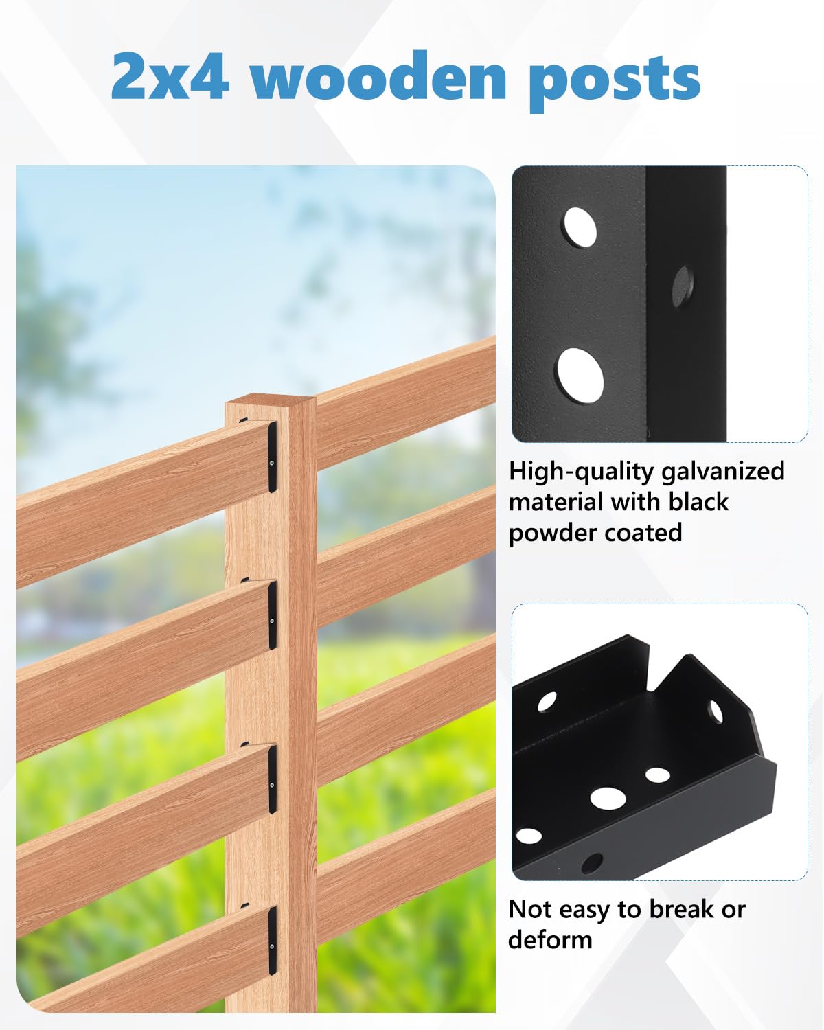 AOKLIT 2x4 Fence Brackets for Wood Rail, 40 Pack Black Deck Railing Brackets for 2” X 4” Wood Post, Thickness1.2mm(18 Gauge) Fence Brackets, Screws Not Included