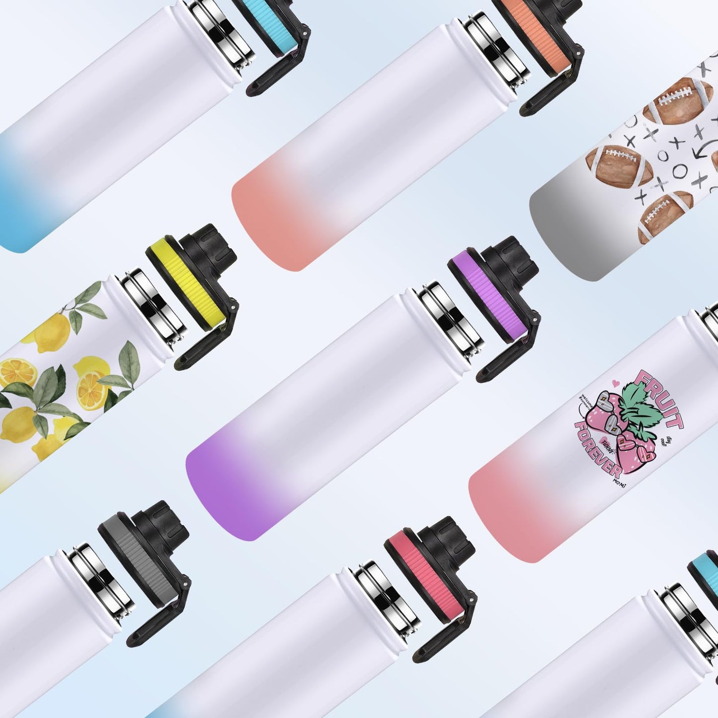 CoolSub Sublimation Sports Water Bottle Blanks, 20oz Sublimation Tumblers Double Wall Stainless Steel Sublimation Cups with Wide Mouth Lid and Straw 6 Packs