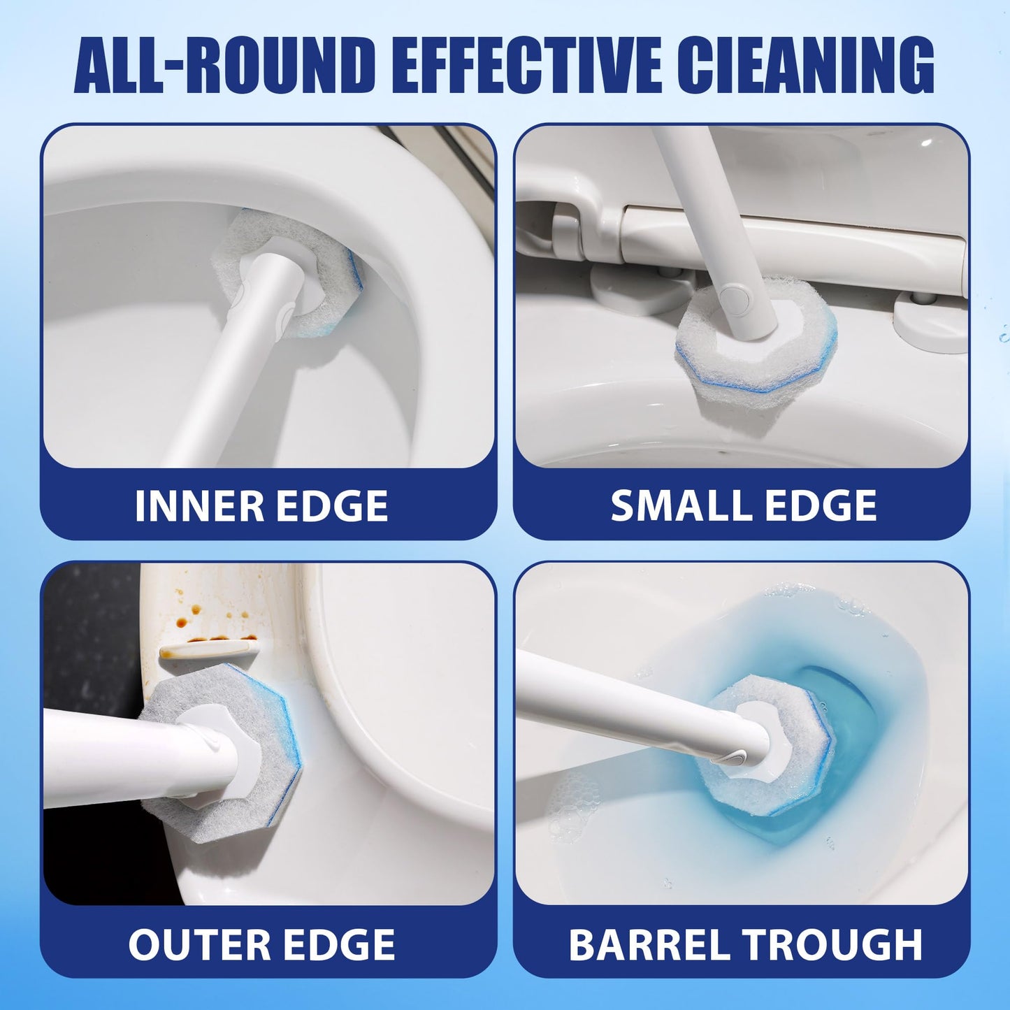 100 Count Disposable Toilet Bowl Wand Refills Prefilled with 2X Cleaning Solution, Compatible with Most Toilet Brush Handles, Not Fall Apart, Fresh Scent,