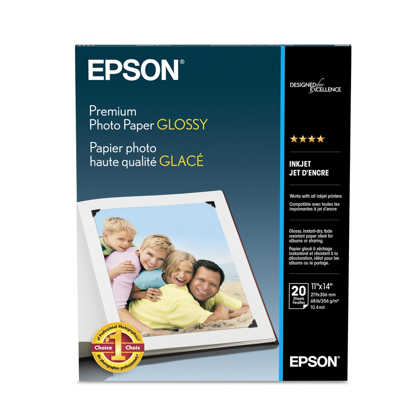 Epson Premium Photo Paper Glossy (11x14 Inches, 20 Sheets) (S041466)