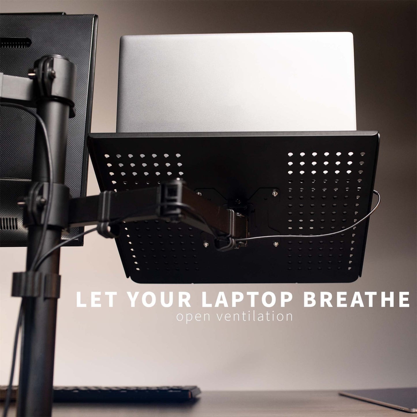 VIVO Black Fully Adjustable 13 to 32 inch Single Computer Monitor and Laptop Desk Mount Combo, Stand with Grommet Option, Fits up to 17 inch Laptops STAND-V002C