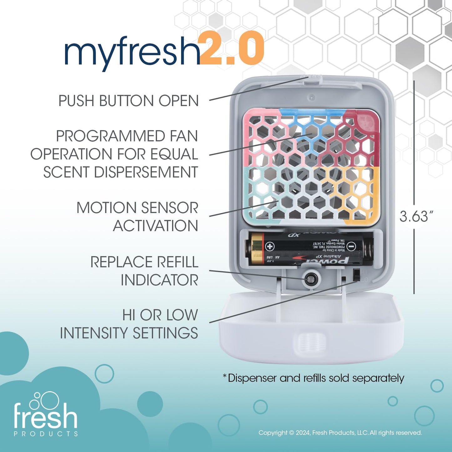 Fresh Products myfresh 2.0 Personal Air Freshener with Dry Fragrance Technology for Small Spaces Compact Design Motion Sensor Battery Included Variety Pack 6 pk