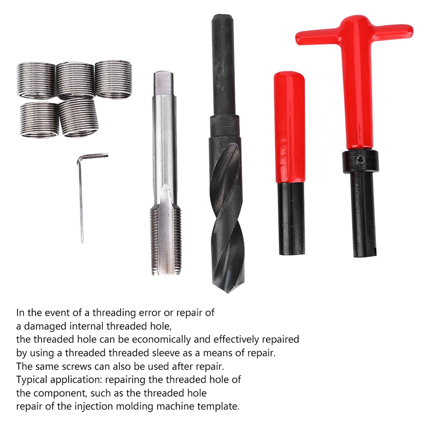 M18x1.5 Thread Repair Kit, 10 Pcs Portable Thread Chaser Set, Thread Metric Inserts Repair Kits Helicoil Thread Repair Kit, Compatible Hand Tool Set for Auto Repairing