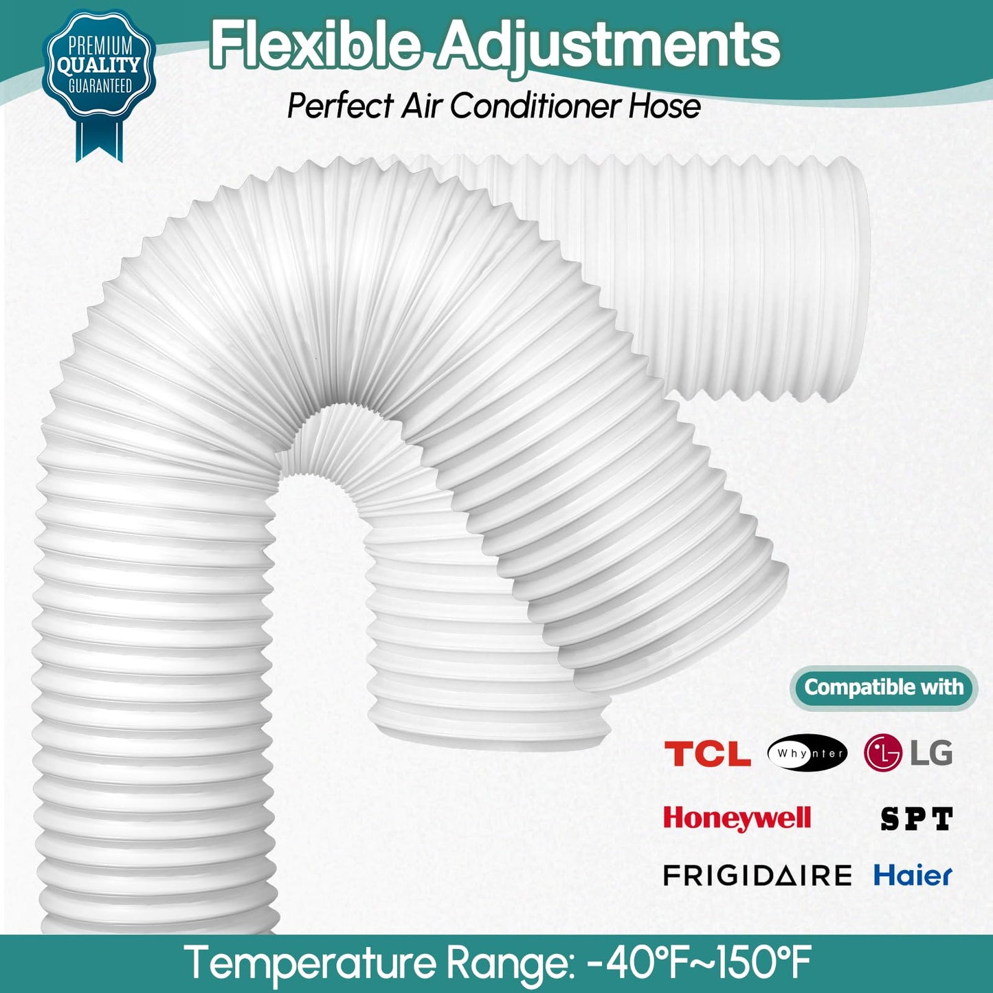 Air Conditioner Exhaust Vent Hose - 5.9 inch Diameter, 80" Length, Universal Clockwise Thread Air Vent Compatible with Whynter, Frigidaire, LG, Delonghi Toshiba, Delonghi, JHS