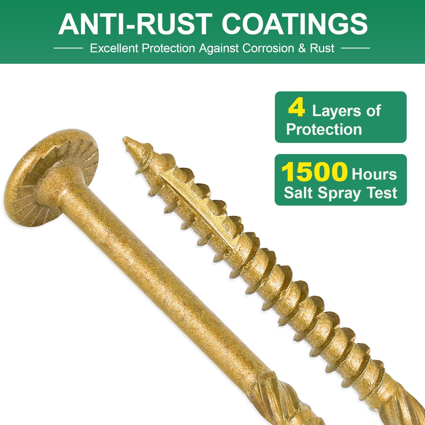 FMhotu 4-1/2 Inch Heavy-Duty Outdoor Deck Screws, 50Pcs Star Drive Decking Wood Screws, Rust Resistant Timber Screws for Timber/Log/Landscaping Wood (#14 x 4-1/2" Tan)