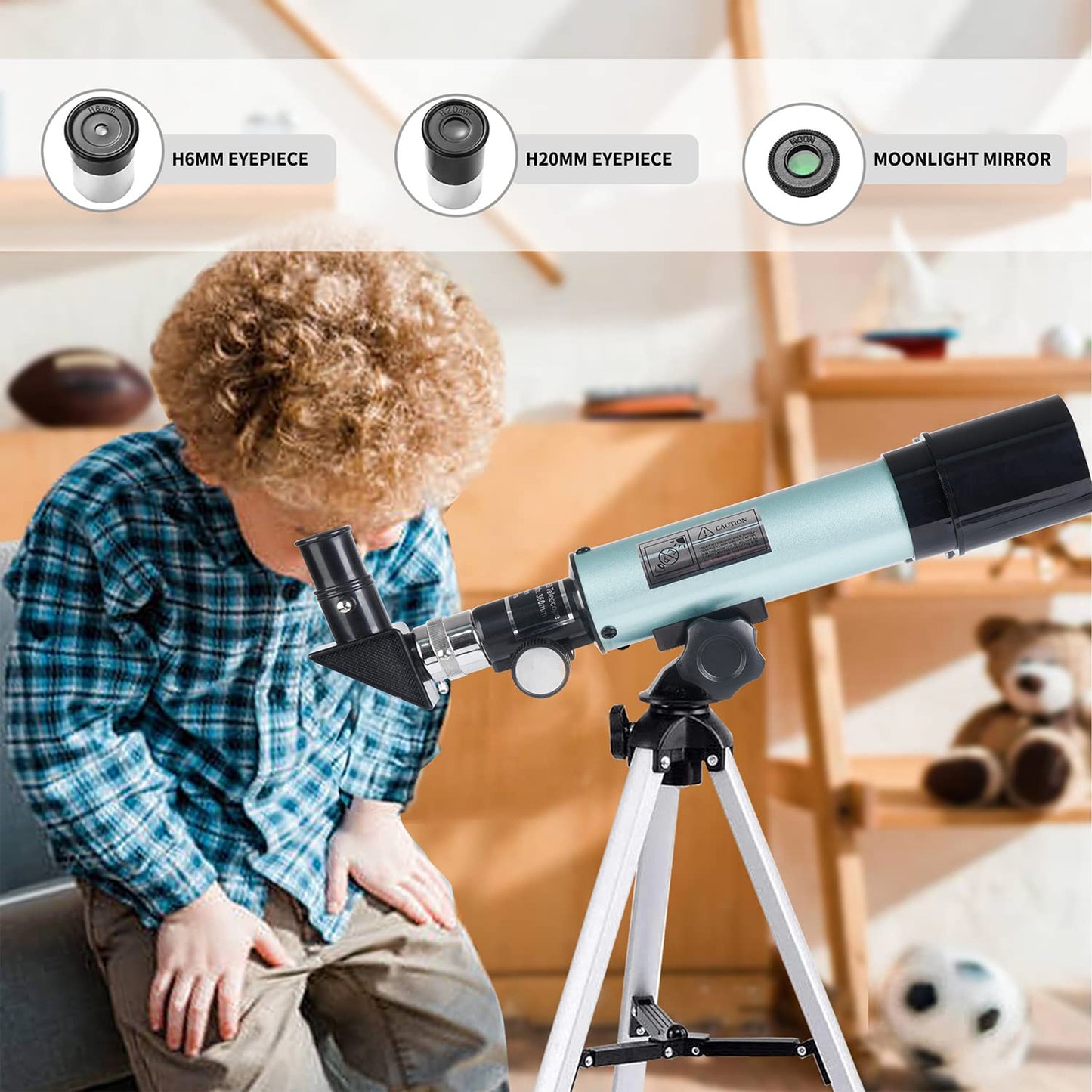 Mijiaowatch Telescopes for Kids, 50mm Aperture 360mm Astronomical Telescope 90X Zoom HD Outdoor Monocular Space Telescope Portable Refractor Spotting Scope with Tripod for Kid/Adult/Beginner (50mm)