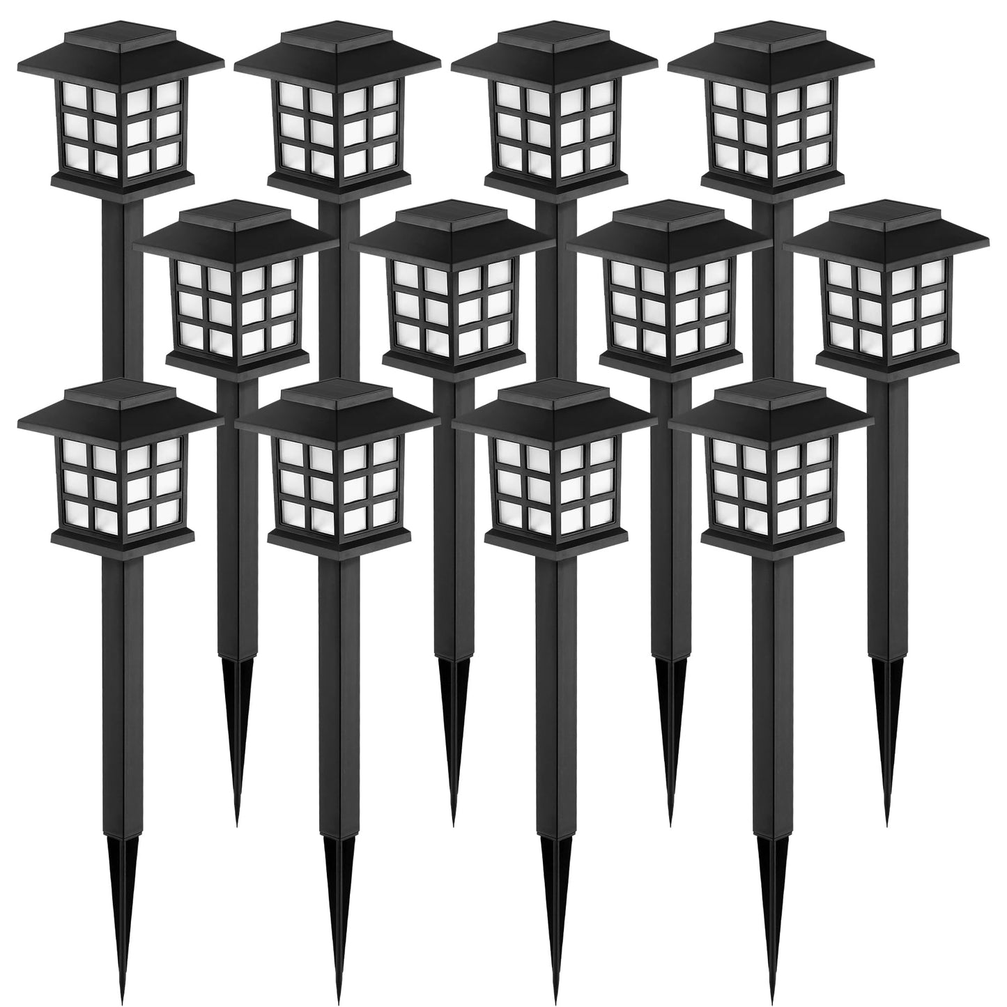 GIGALUMI Solar Outdoor Lights，12 Pack LED Solar Lights Outdoor Waterproof, Solar Walkway Lights Maintain 10 Hours of Lighting for Your Garden, Landscape, Path, Yard, Patio, Driveway