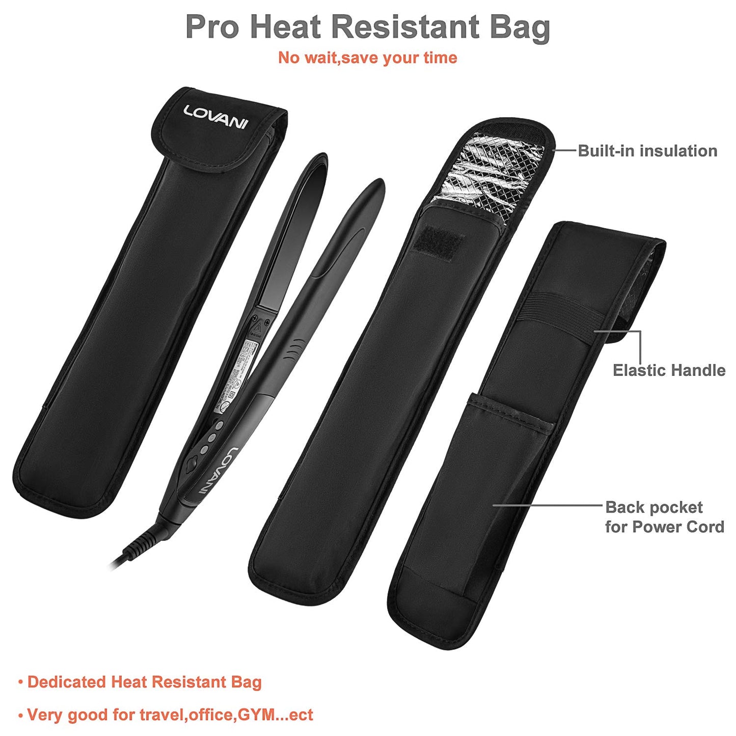 LOVANI Professional Flat Iron 450F LCD Display Salon Super Slim Hair Straightener with Heat Resistant Bag,2 Salon Clips Black