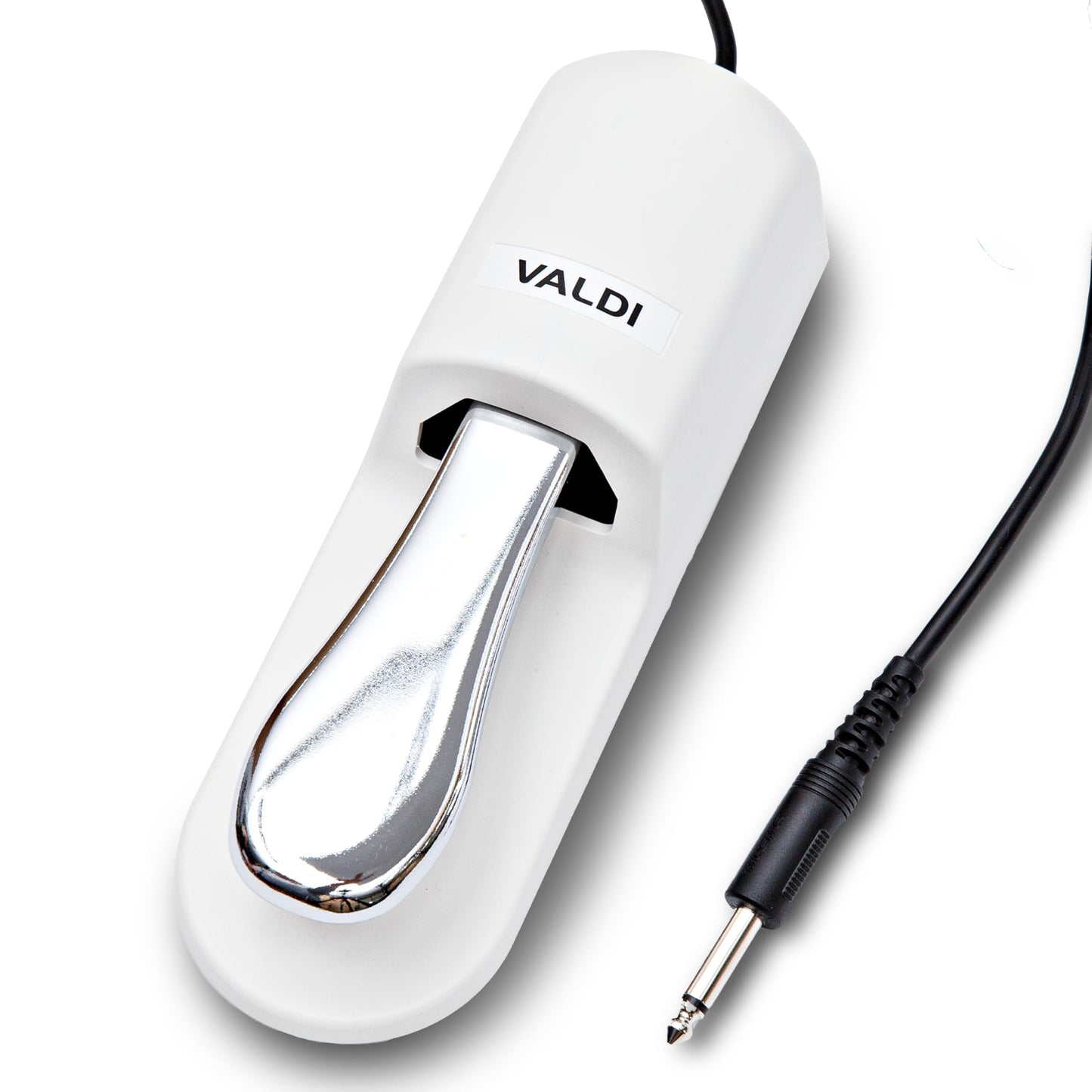 VALDI BP-3 Sustain Pedal White - Universal Pedal for Keyboard Piano, Digital Pianos, MIDI Keyboards & Synths - Conversion Switch for All Brands - 1/4'' Jack, Anti-Slip Design, Extended Cable