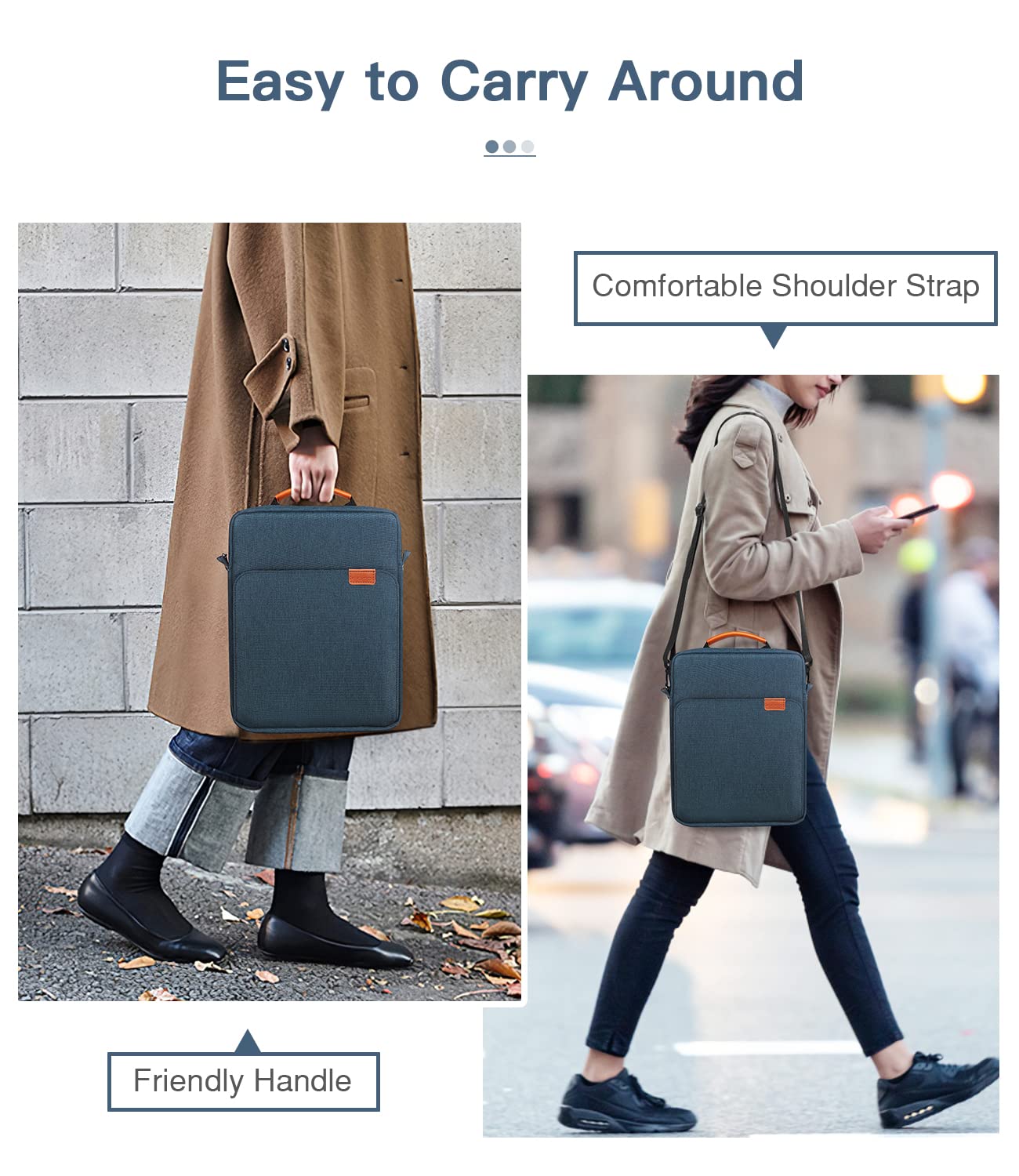 MoKo 13.3-14 Inch Laptop Sleeve Bag Fits MacBook Pro M3/M2 14" 2023, MacBook Pro 13" M2, New MacBook Air 13.6" M3/M2 2024/2022,Tab S8 Ultra 14.6",Handle Carrying Case with Shoulder Strap, Indigo
