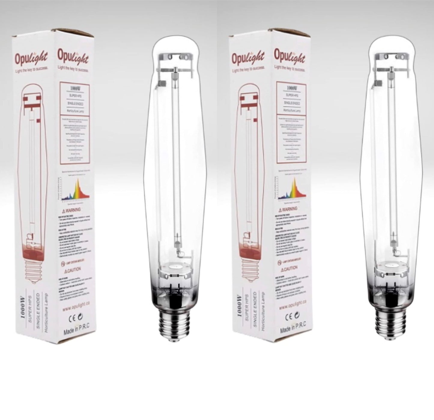 Opulight 1000W High Pressure Sodium Super HPS 2100K Grow Light Bulb Lamp, 2-Pack