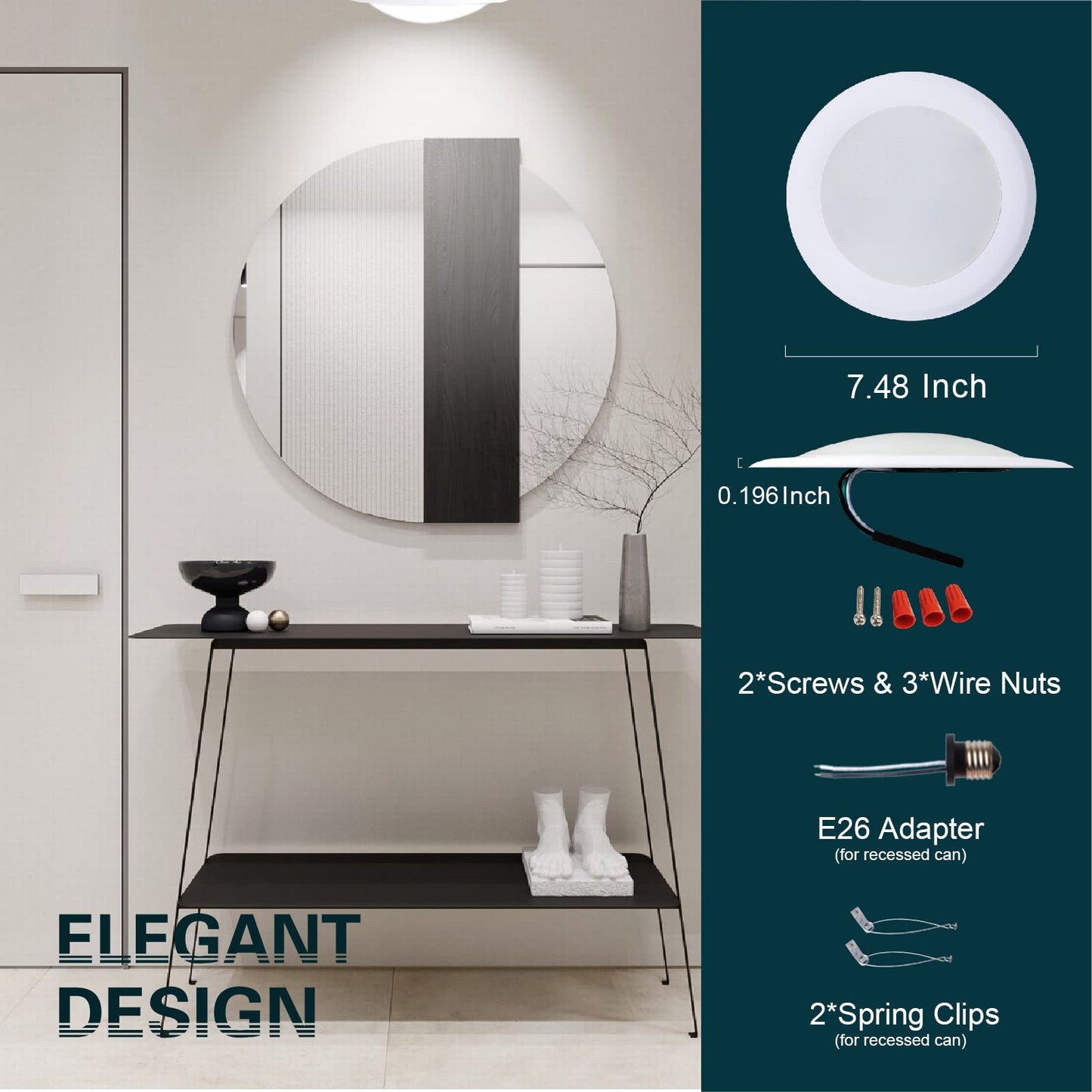 TOPELER LED Flush Mount Ceiling Light 6 Inch,Baffle Trim,15W 3000k, White,Modern,LED Disk Light,Dimmable Metal Pancake Low Profile Surface Mount Recessed Disk Light,Fixtures for Home Improve,6 Pack
