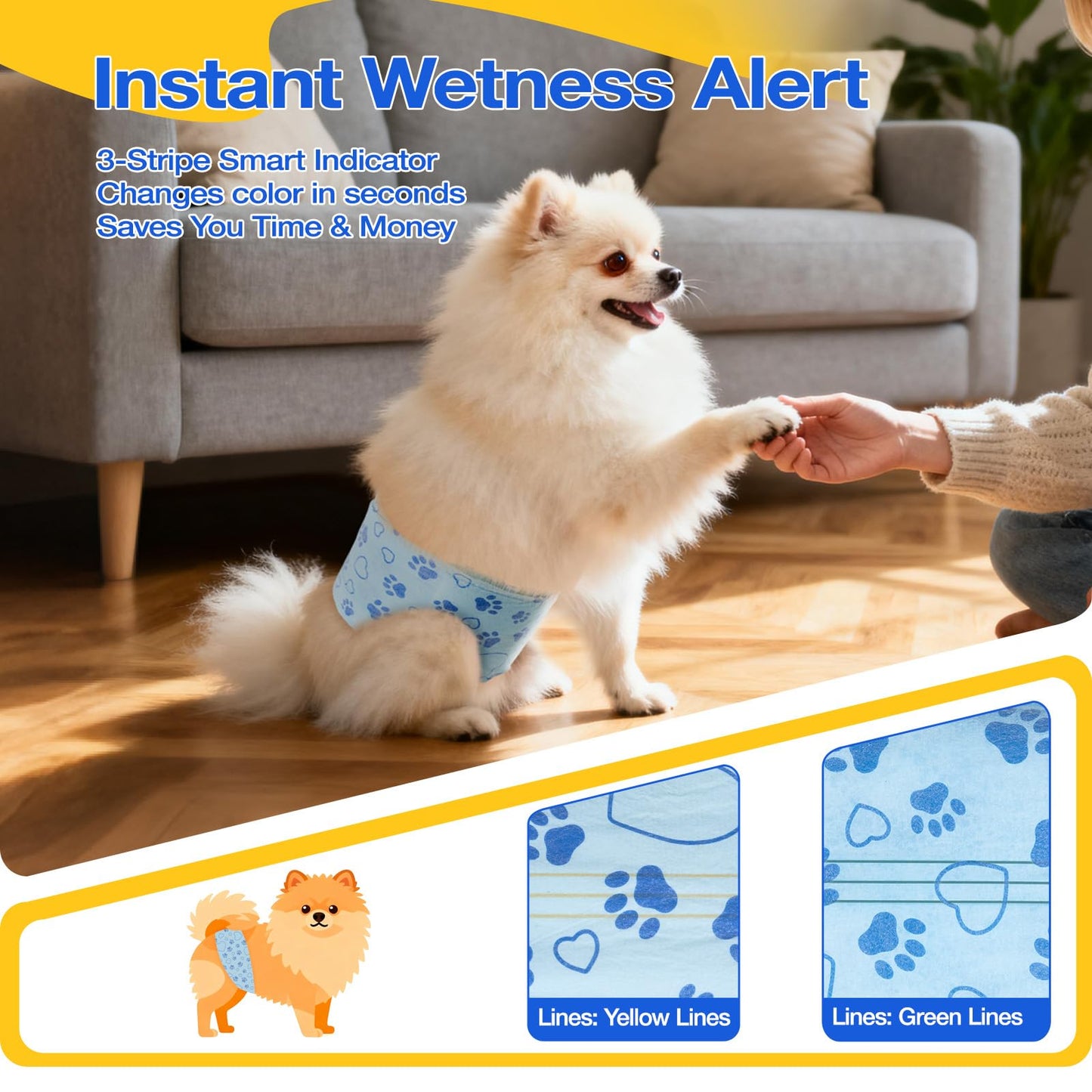 Male Dog Diapers with Wetness Indicator, Disposable Belly Band for Puppy Male Diapers, Doggie Wraps for Puppy Training, Incontinence, S, 52 Count