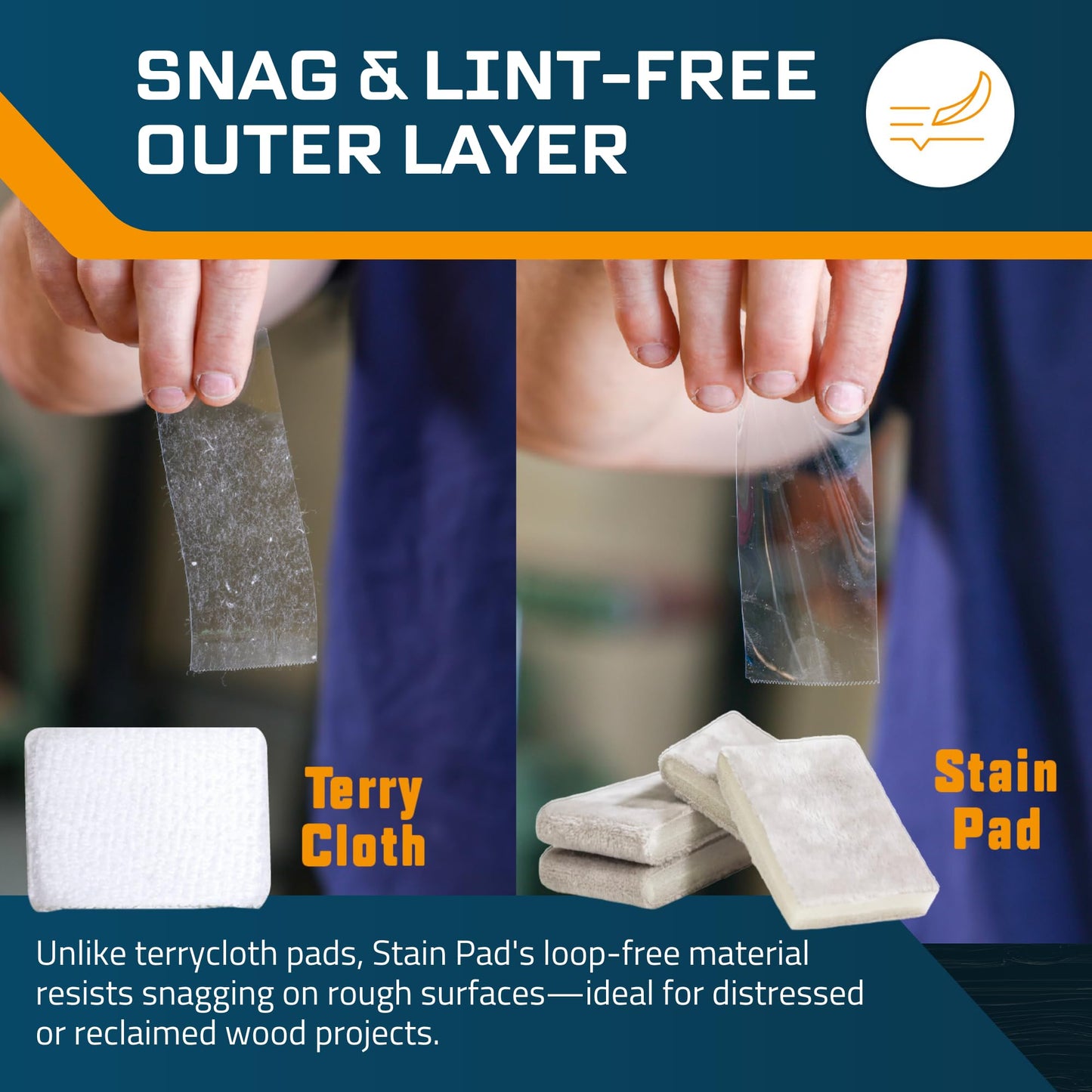 MāKRS Stain Pad, Cut-to-Size Staining Pads, 2-Pack, Lint, Snag, Streak-Free Applicator, Micro Brush Material, Wood Stains and Oil Based Finishes, Easy to Use with Consistent Application
