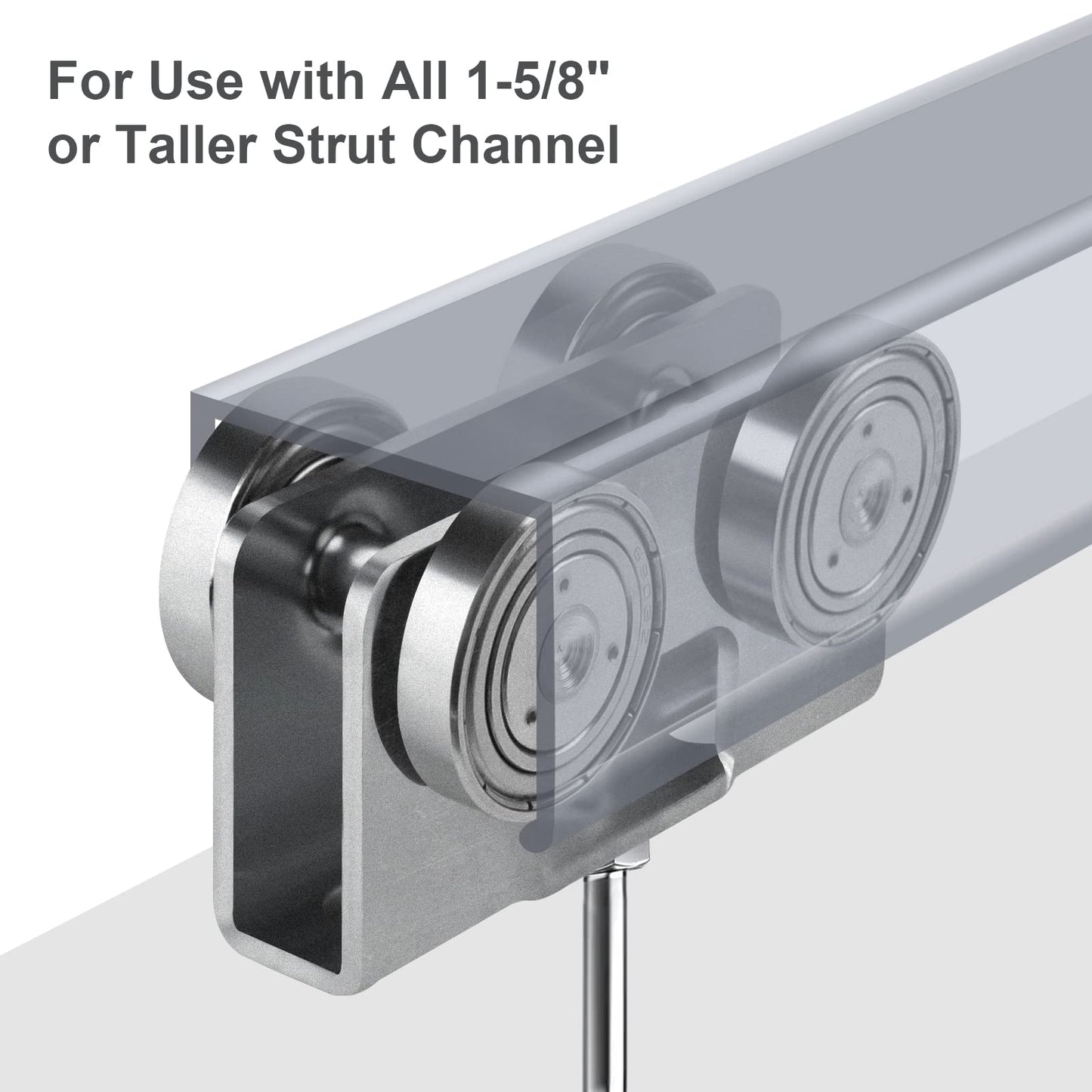 Trolley Assembly,Upgraded Load and Stable 4 Wheel Light Duty for Use with All 1-5/8" or Taller Strut Channel(Pack of 4)……