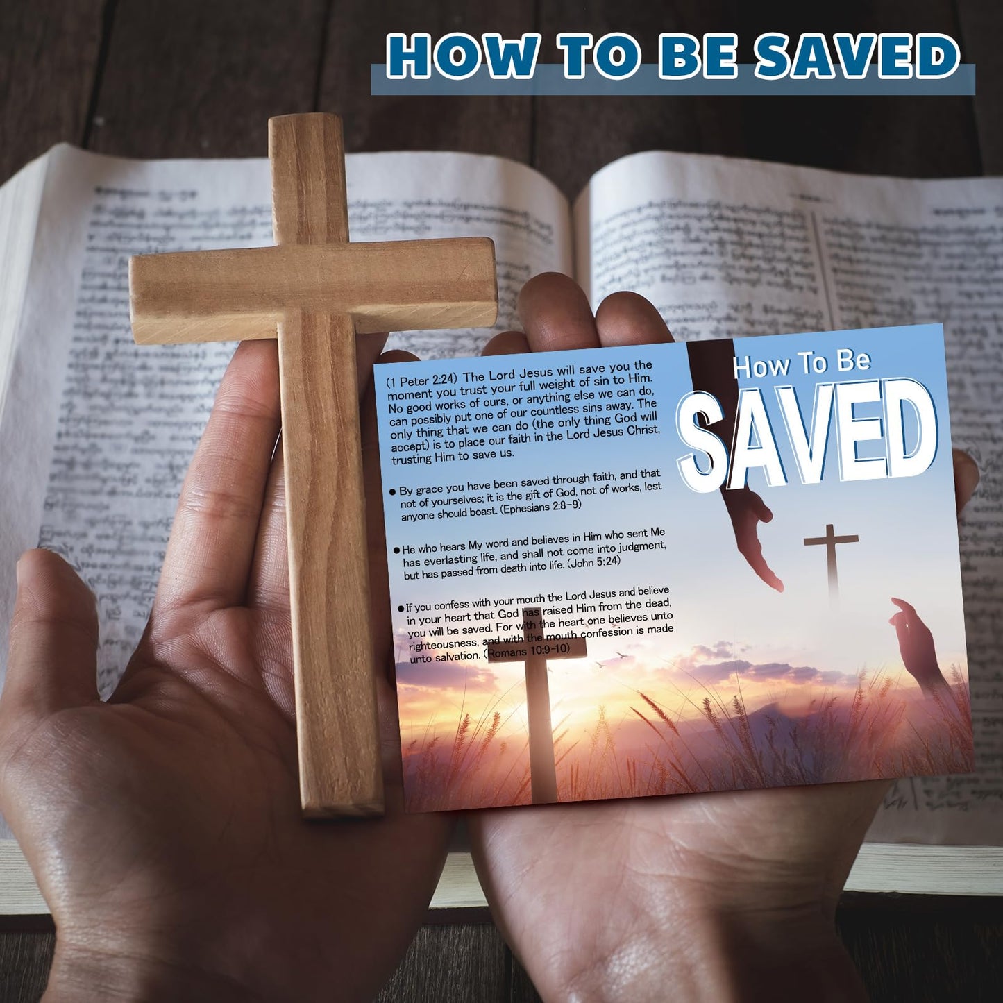 Dunzoom 300 Pcs Gospel Tract Card Salvation Plan Cards Bible Tracts Christian Inspirational Bible Verses Greeting Men Women Church Supplies(How to Be Saved)