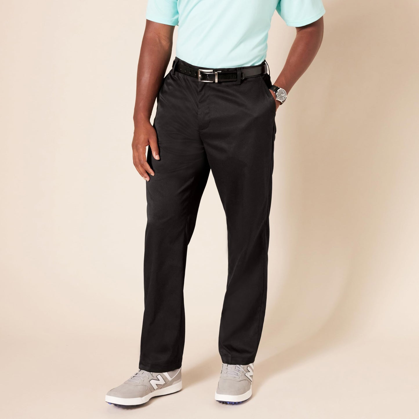 Amazon Essentials Men's Classic-Fit Stretch Golf Pant (Available in Big & Tall), Black, 42W x 32L