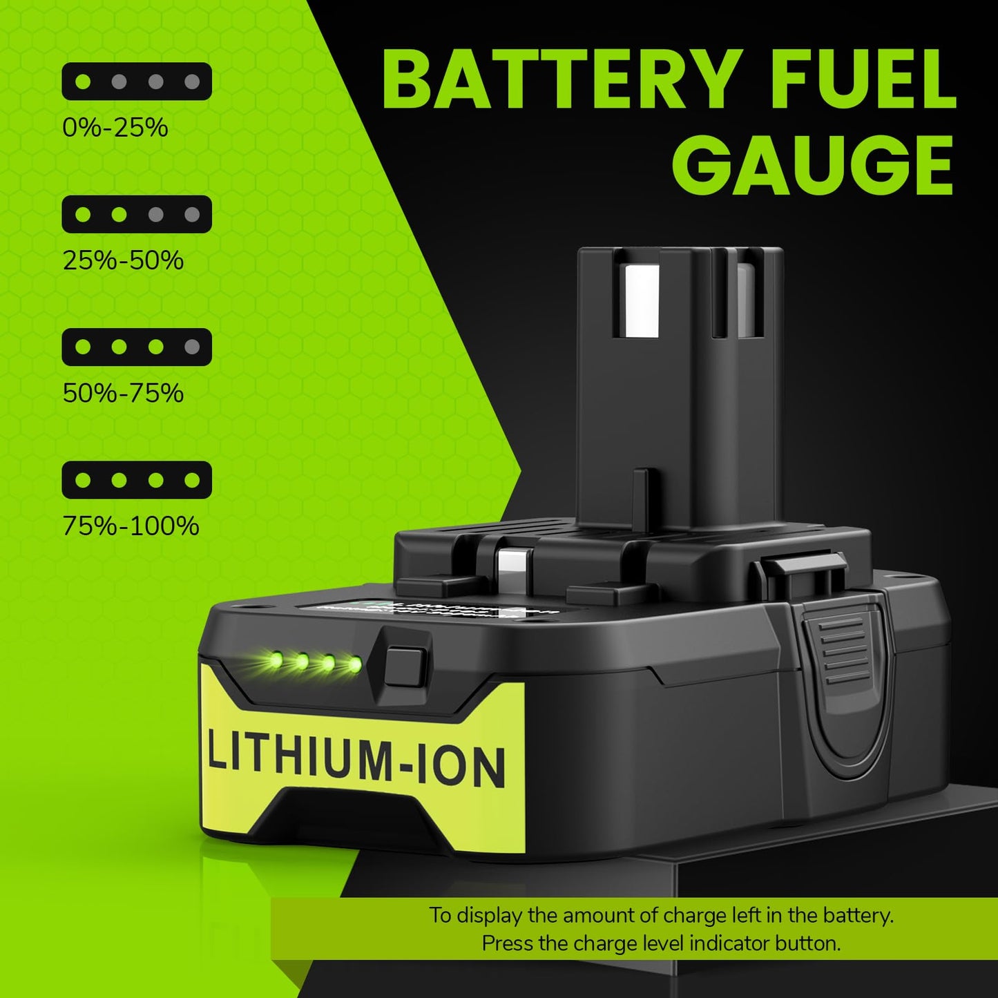 TREE.NB 2Pack 18V 3A Replacement for Ryobi 18V Battery Compatible with Ryobi 18Volt ONE+ Battery P104 P105 P102 P103 P107 P108 P109 P122 Replacement for Ryobi 18V Lithium Batteries