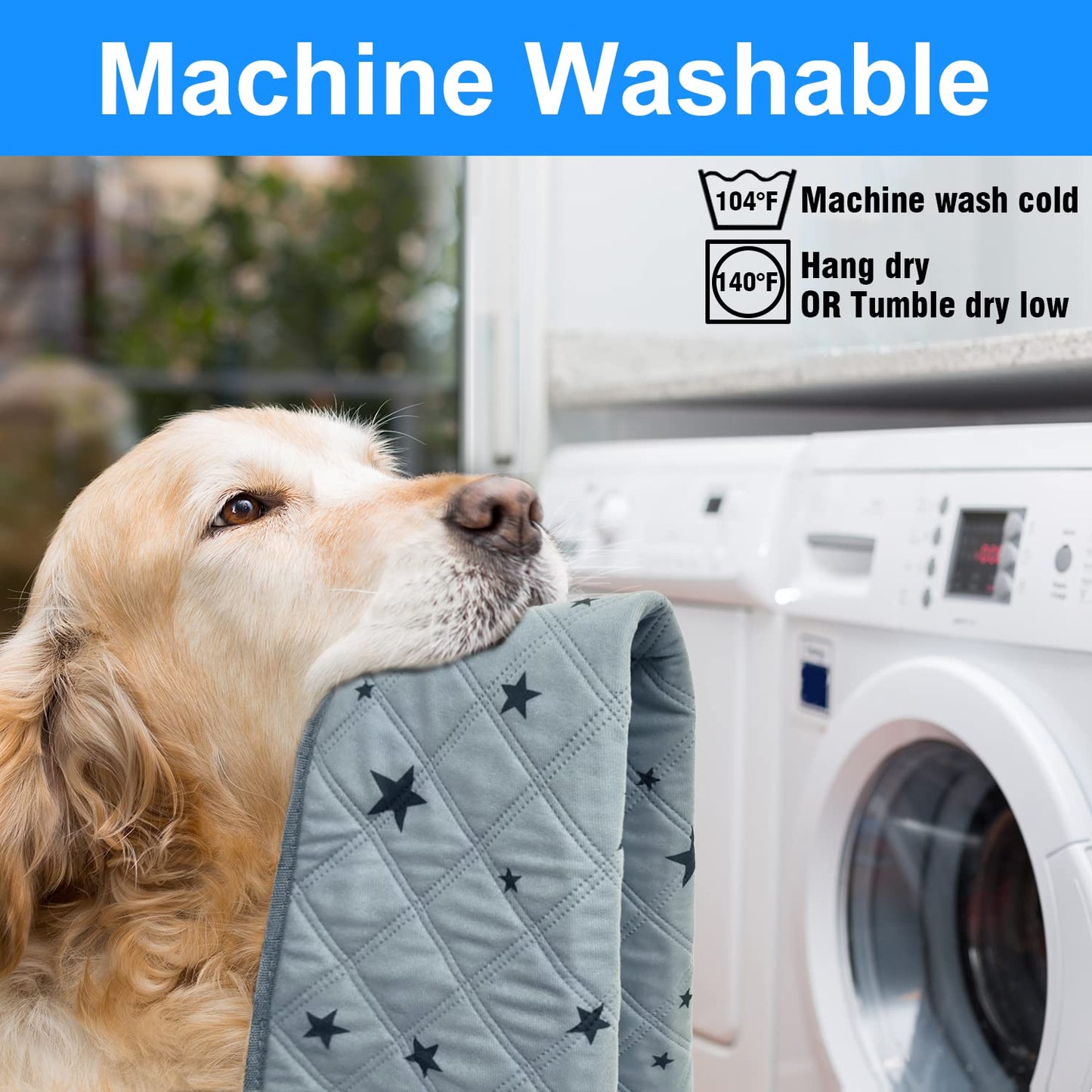 RIOUSSI Washable Pee Pads for Dogs, Reusable, Absorbent, Leakproof, Non Slip Pet Puppy Pads for Potty Training. Gray Stars, 20x28 Inch(4pack)