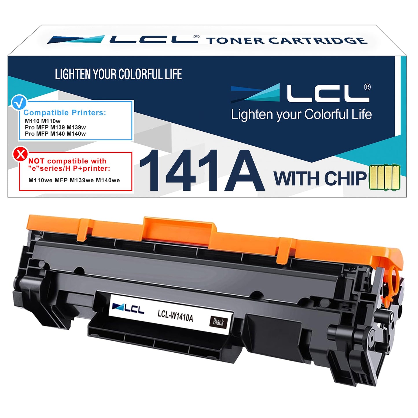 with Chip LCL 141A Black Toner Cartridge Replacement for HP 141A W1410A 141X W1410X Replacement for LaserJet M110 M110w MFP M139 M139w M140 M140w Printer (1-Pack)