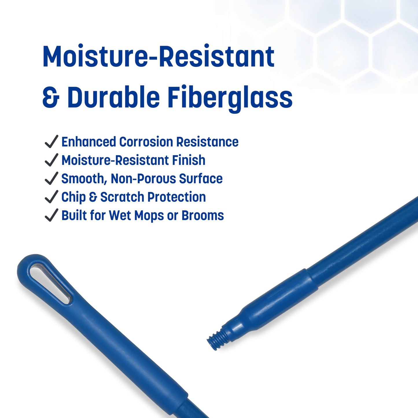 Sparta Fiberglass Handle, Standard Thread Color Coded Handle for Broom and Mop, 48" Long, 1 Count, Blue