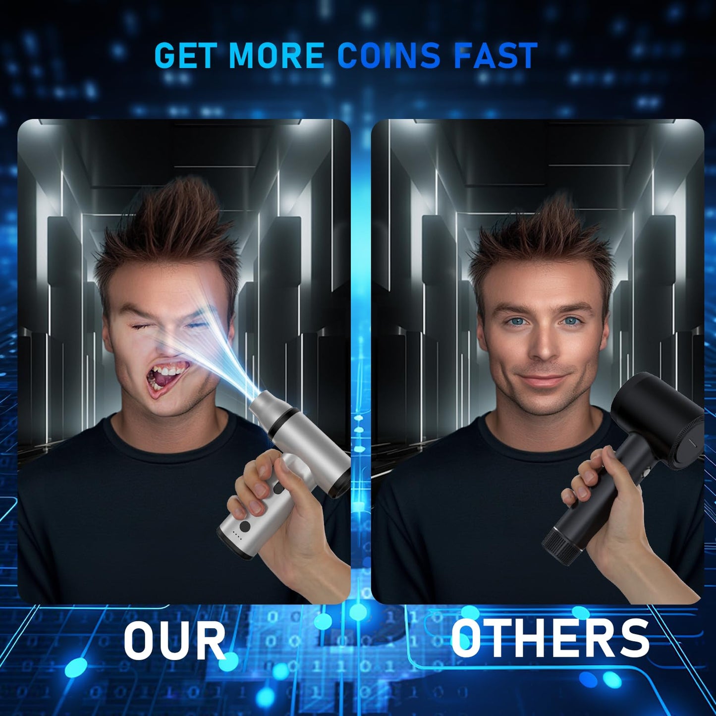 Compressed Air Duster, 300000RPM Air Duster Electric Cleaner for PC Deep Cleaning, Keyboard, Cordless Air Blaster, Replace Compressed Air Can-No Canned Air Duster