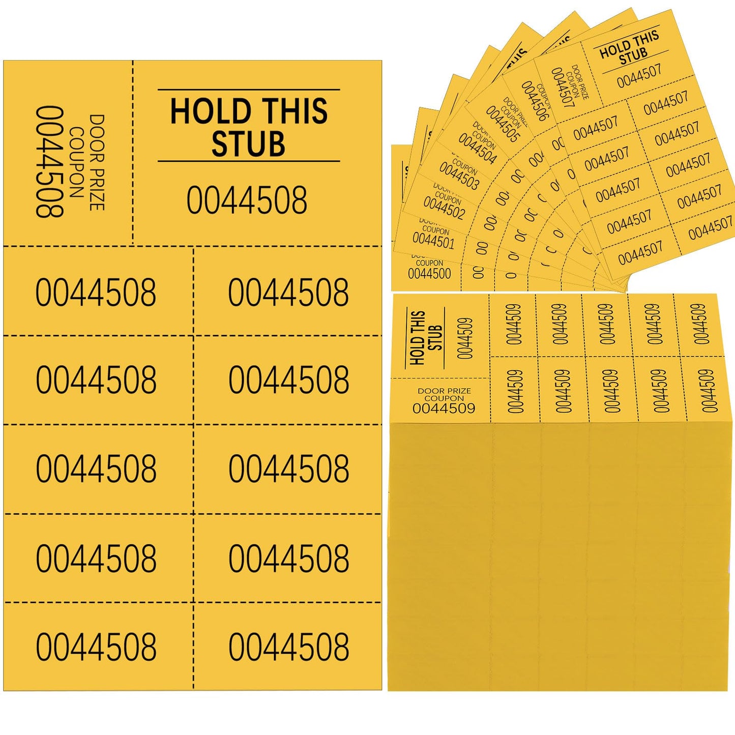 Kosiz 1000 Sheets Raffle Tickets with 10 Bid Numbers Per Sheet Colored Raffle Tickets Sheets for Chinese Auction Basket Silent Auction Church Events(Yellow)