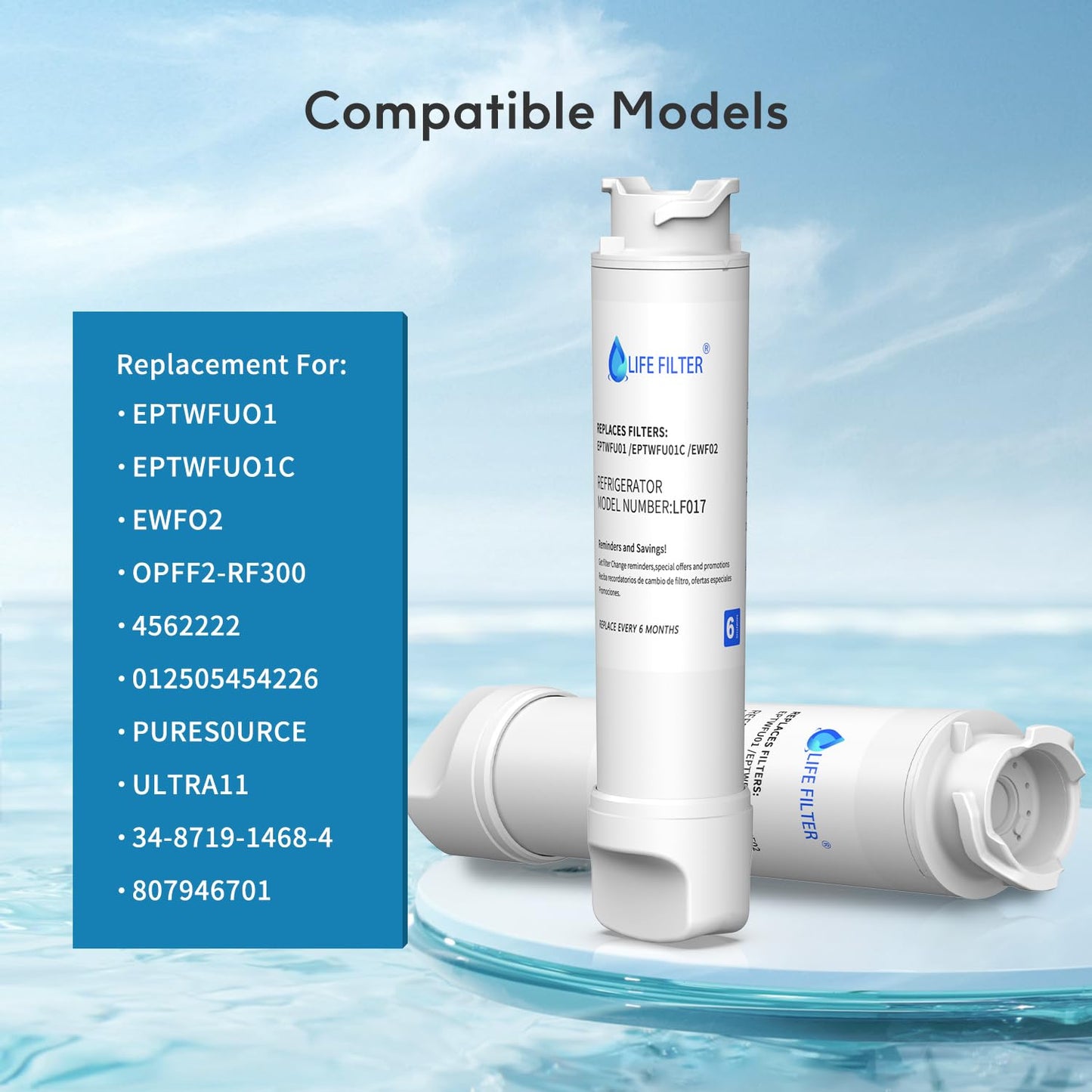 Lifefilter Refrigerator Water Filter Compatible with Frigidaire EPTWFU01 Pure Source Ultra II, EWF02, FPBG2277RF, FPBC2277RF, FGHB2868TP, FGSC2335TF, FGSC2335TD, FFHD2250TD, LGHD2369TF, 3 Pack