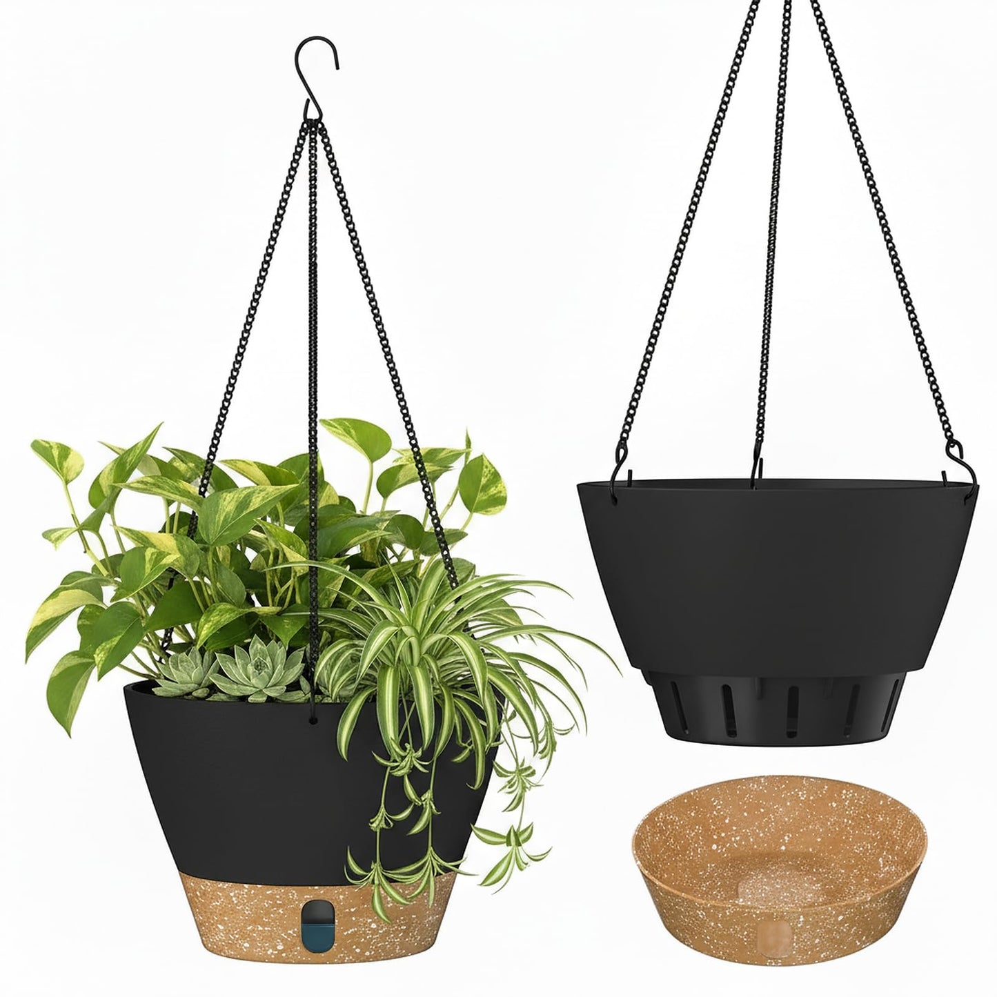 ZMTECH Hanging Planters for Indoor Plants, Hanging Baskets, Plant Hanger 2 Pack 10 Inch Gray with Iron Chain Hook, Indoor Outdoor, Living Room Bedroom Balcony Porch Patio