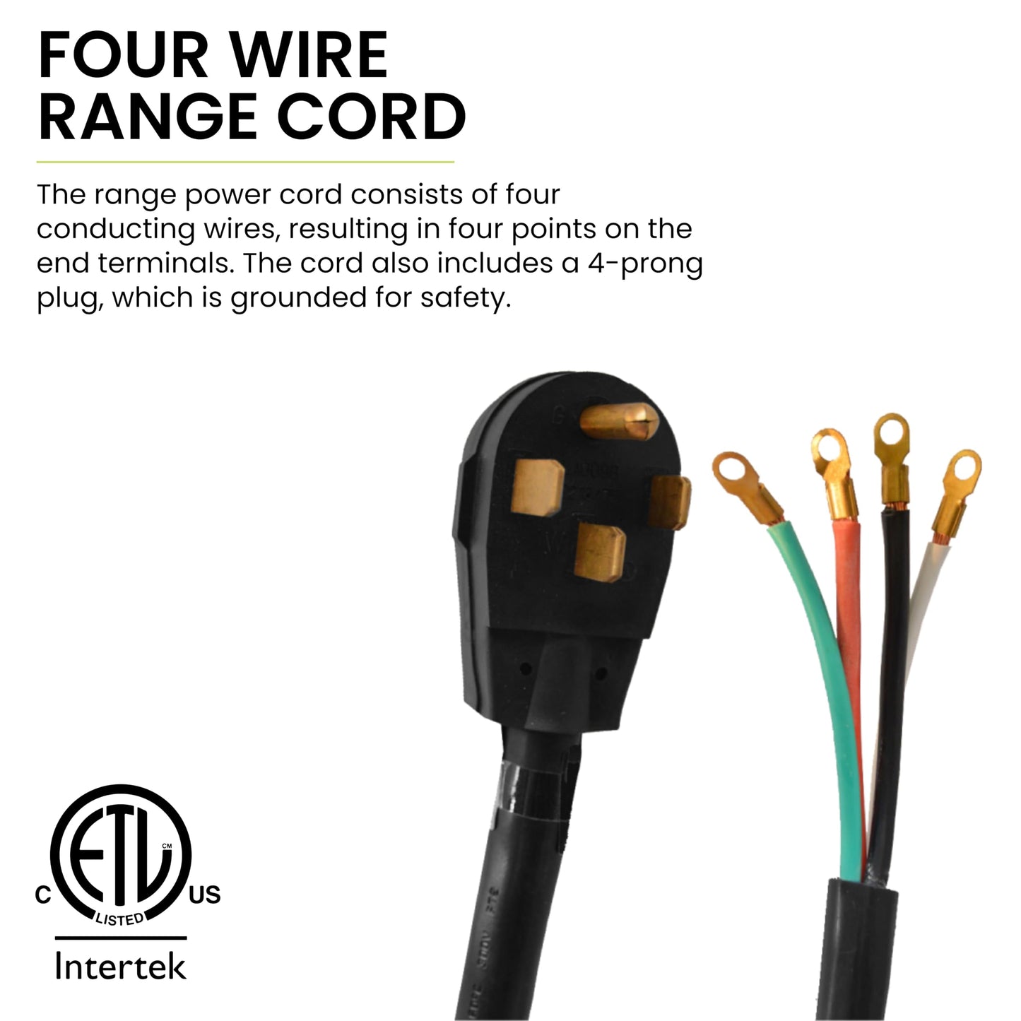 Perfpower Go Green 6-Feet 4-Feet Wire Range Cord, 50 Amp