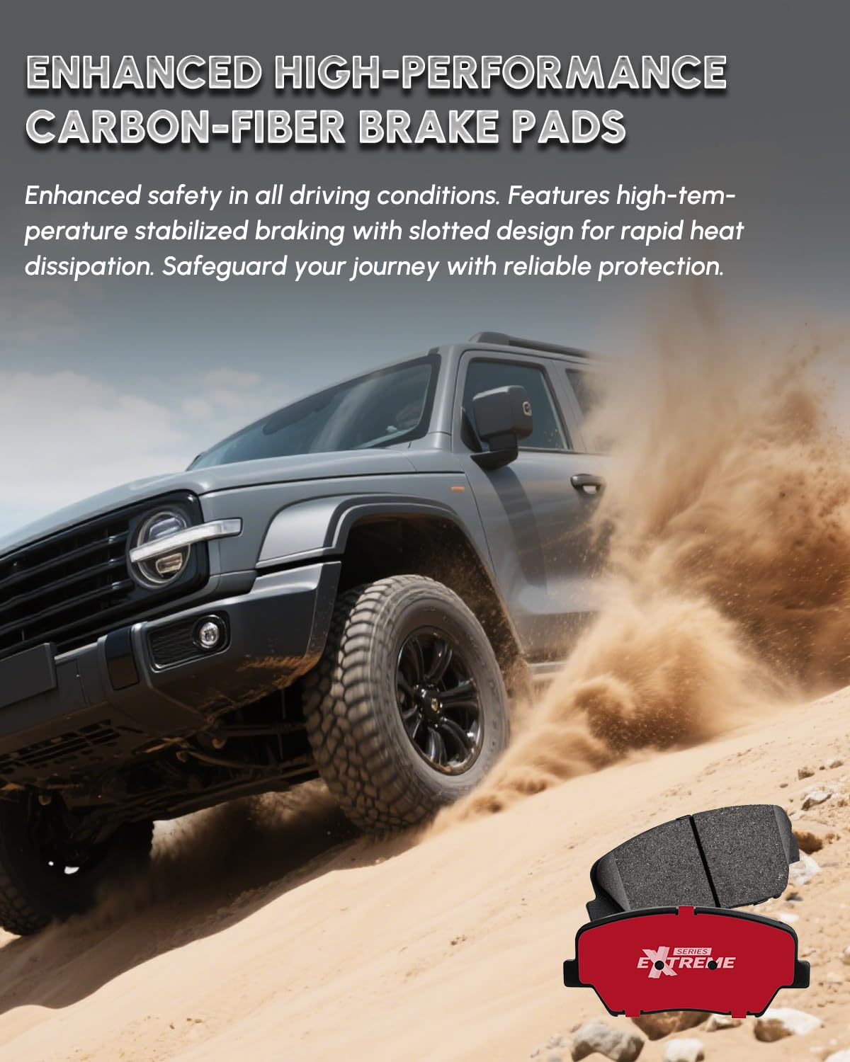 KESBOU Carbon Fibre Front Brake Pad Compatible With 2007-2009 Chrysler Aspen, 2005-2011 Dodge Dakota, 2006-2018 Ram 1500, 2019-2023 Ram 1500 Classic 2006-2009 Raider