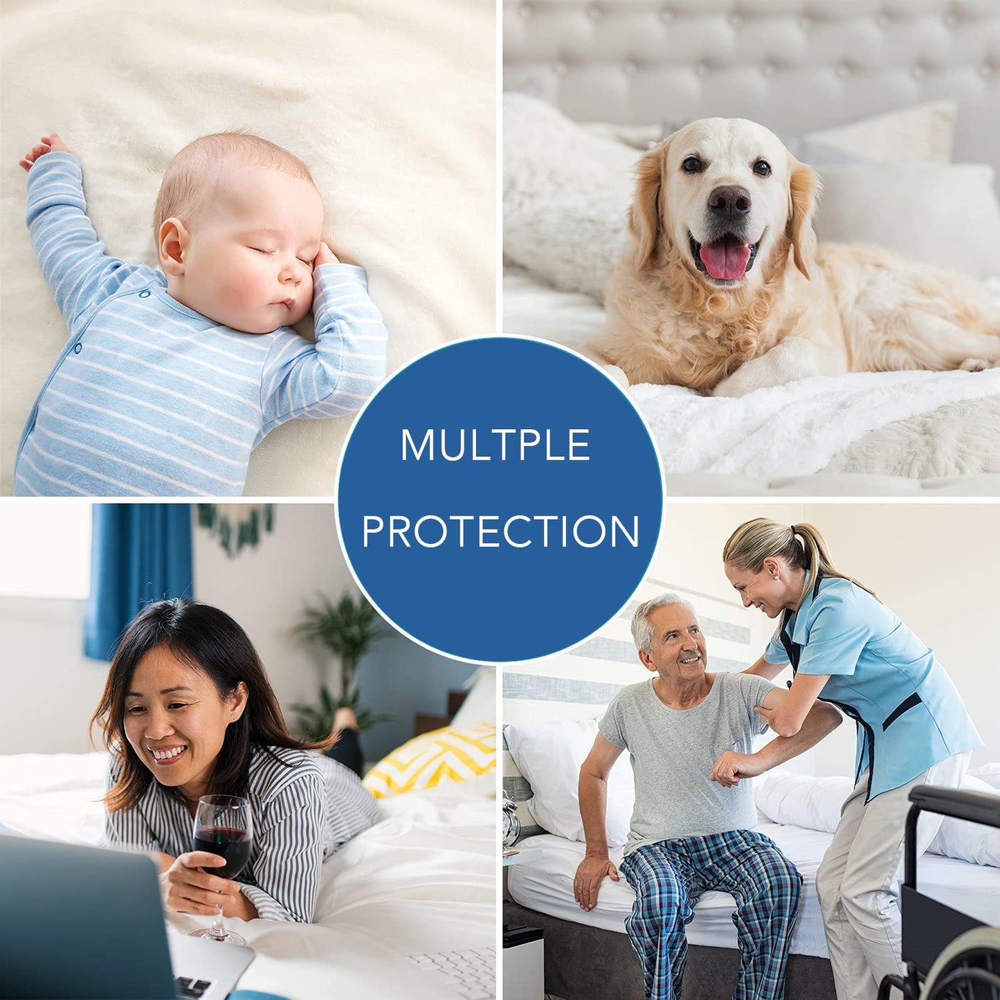 100% Waterproof Mattress Protector Queen Size Bed Bamboo Mattress Cover Breathable 3D Air Fabric Cooling Mattress Pad Cover Smooth Soft Noiseless Washable, 8''-21'' Deep Pocket