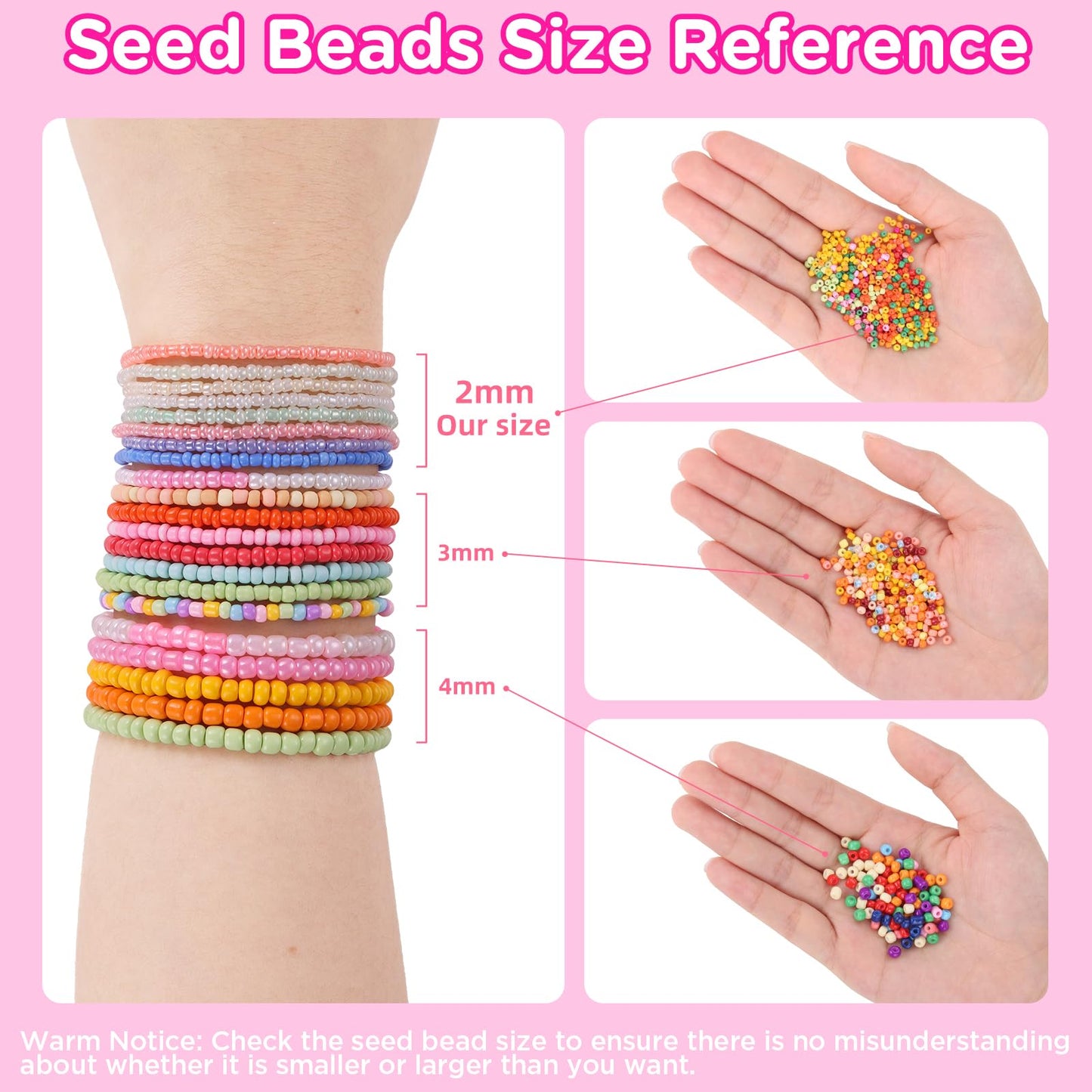 Funtopia 5 Boxes 120 Colors Beads, Friendship Bracelet Kit with 2mm Glass Seed Bead and Letter Bead, Colorful Beads for Making Jewellery, DIY Bracelets and Art Crafts for Birthdays, Parties, Holidays (49000+Pcs)